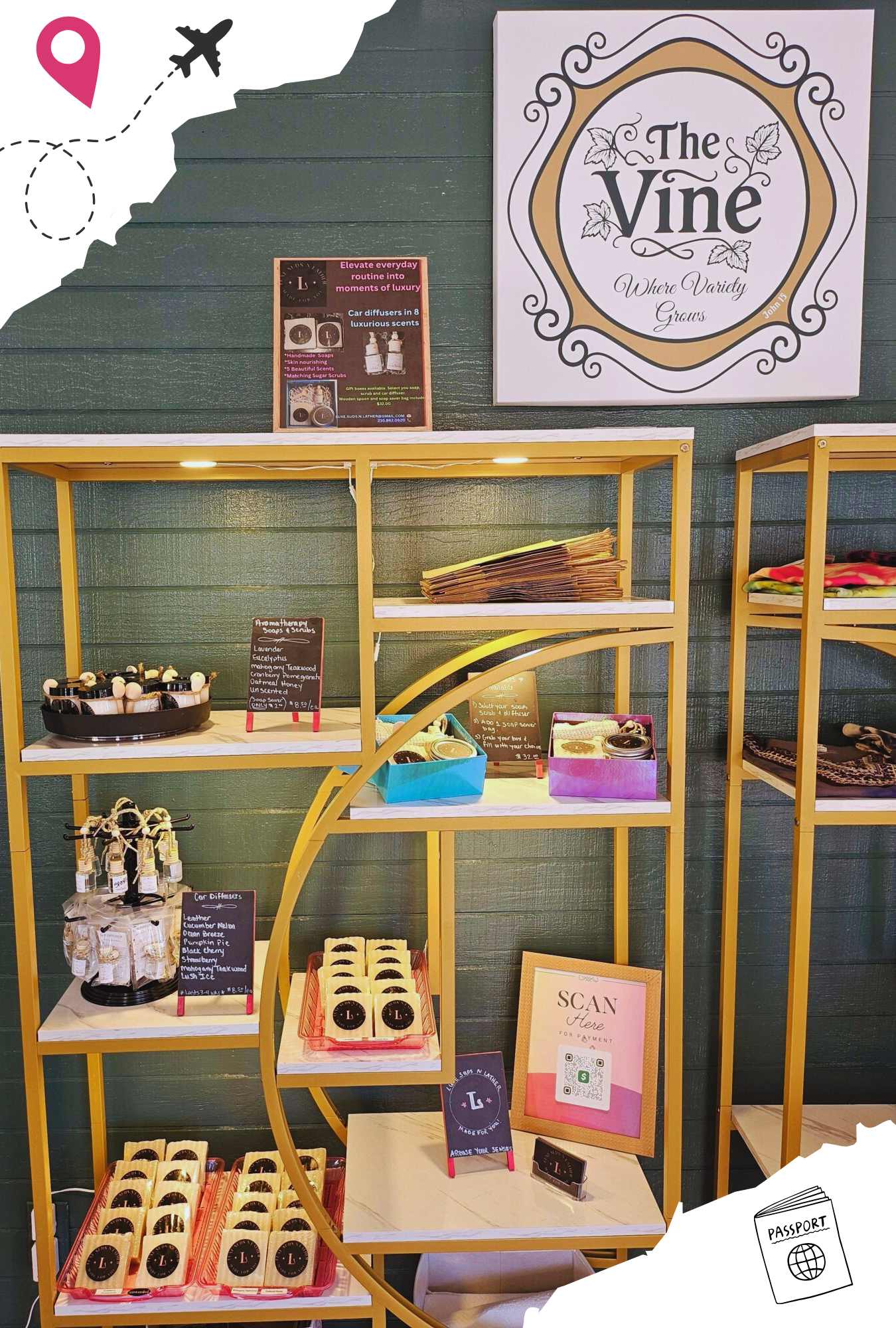 display of local goods at the Vine in San Antoni texas