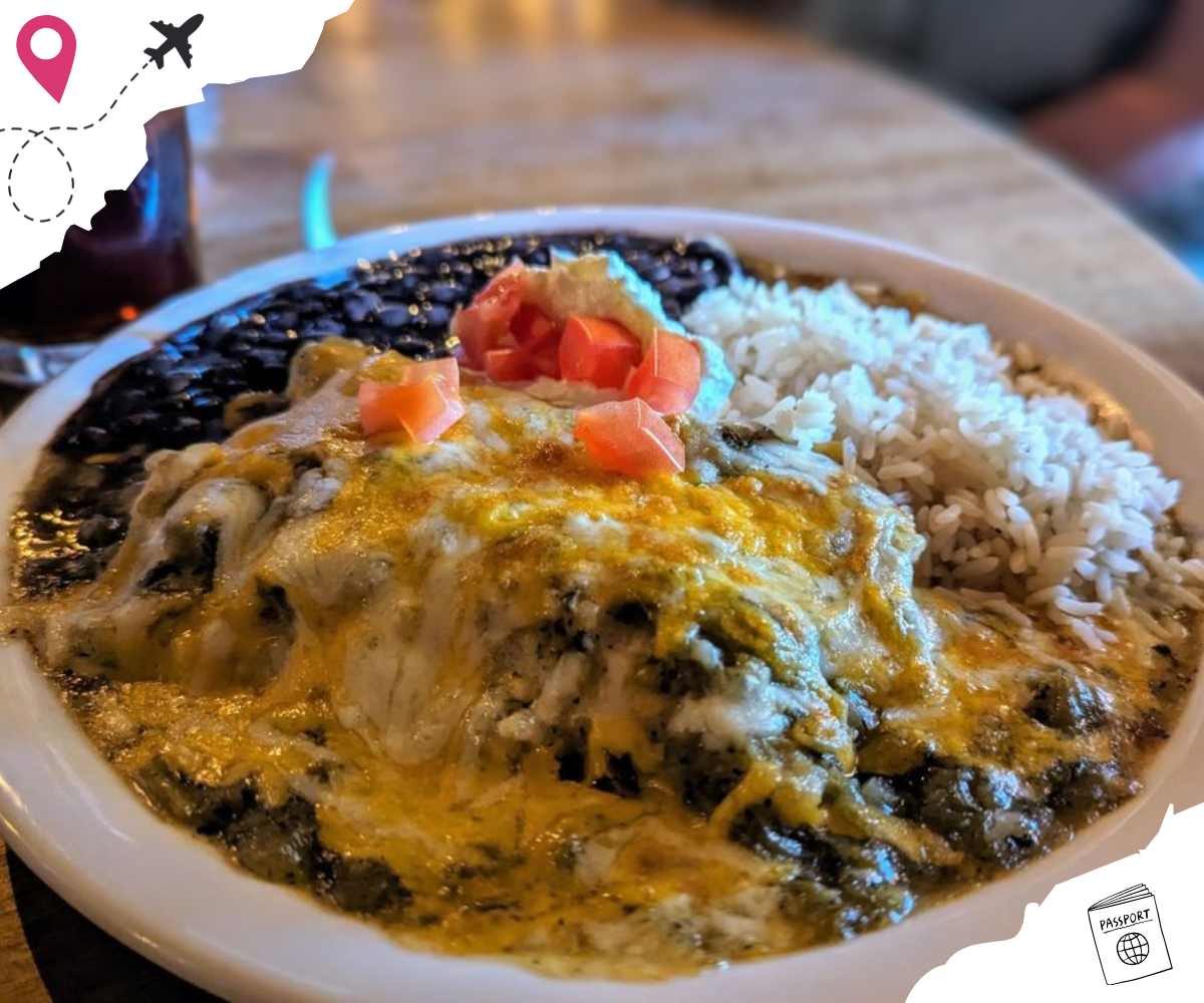 beef brisket enchiladas at mine shaft tavern in Madrid new mexico