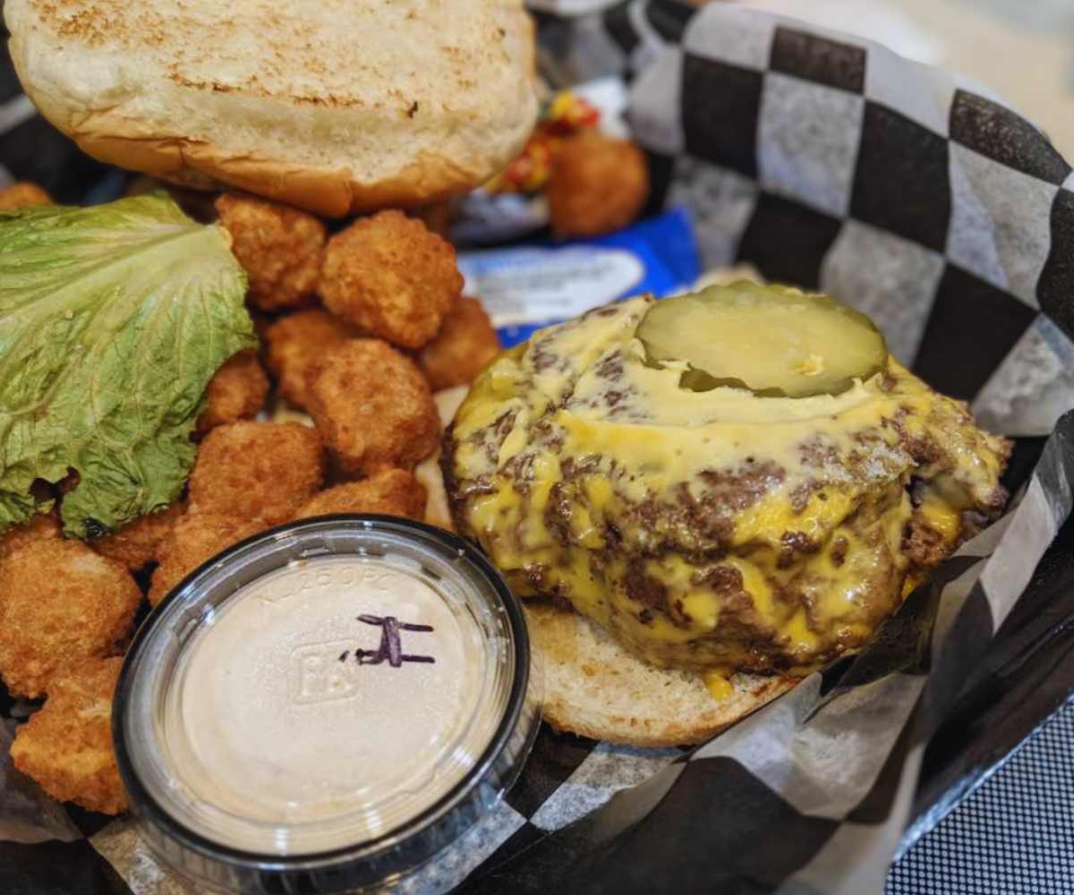 huge burger patties at Bambi bar in Louisville kentucky