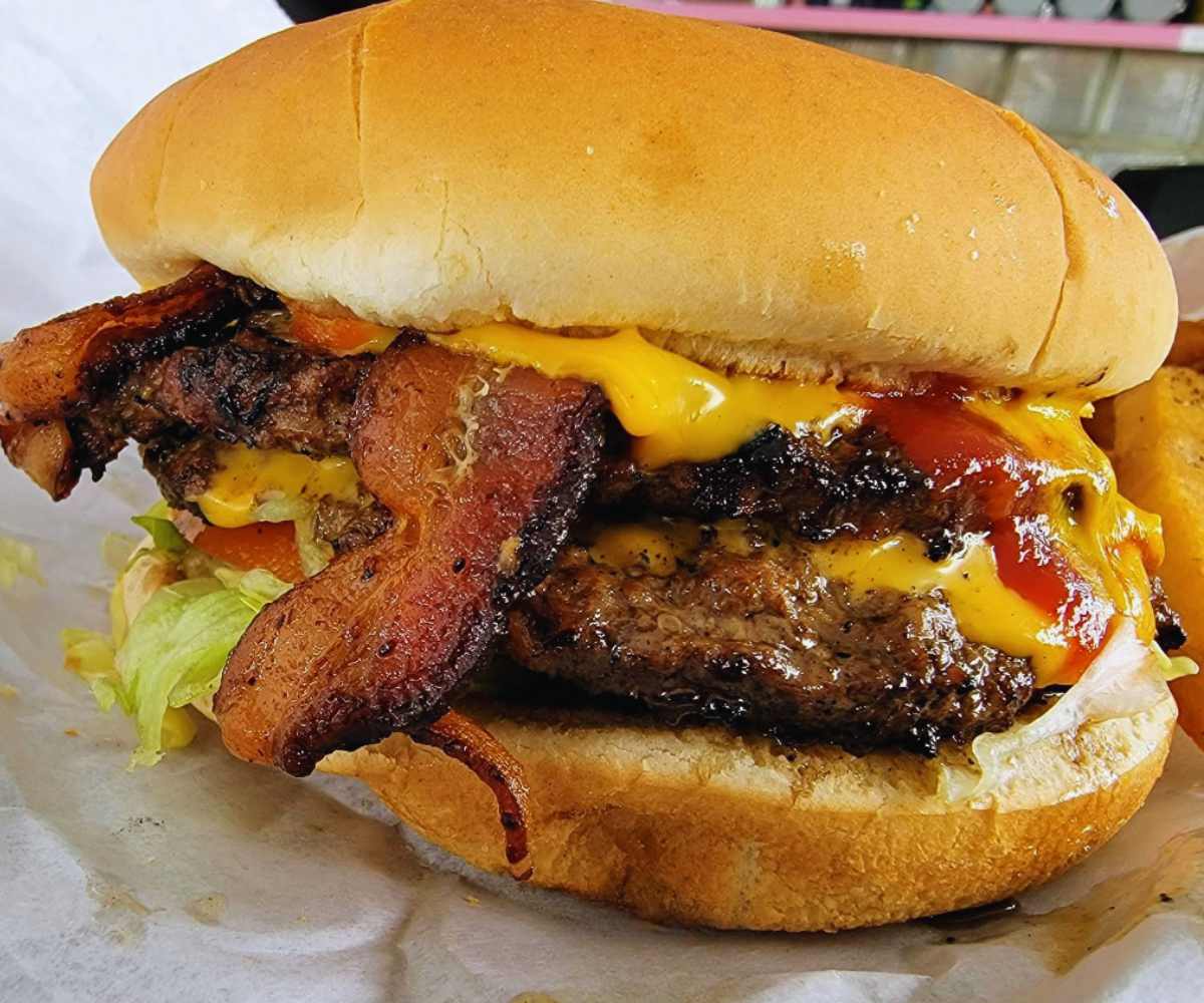 huge burger at lucky boy burgers in Phoenix az