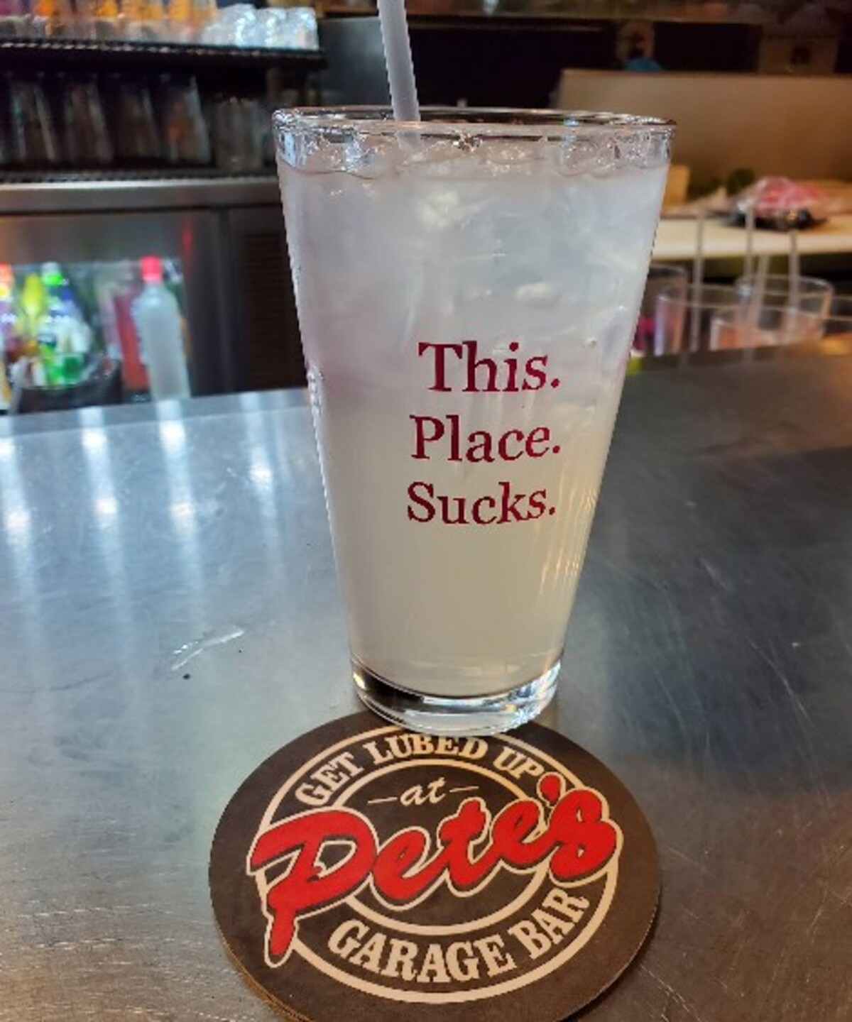 Drink at Pete's Garage Bar located in Oshkosh, WI.
