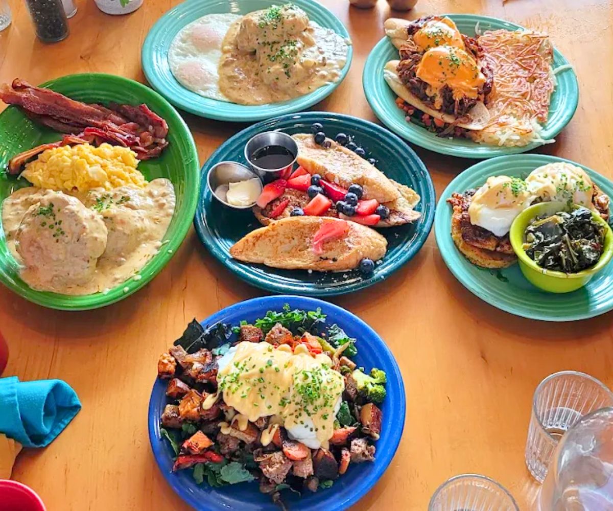 breakfast dishes at The French Hen Café in St. Paul, Minnesota