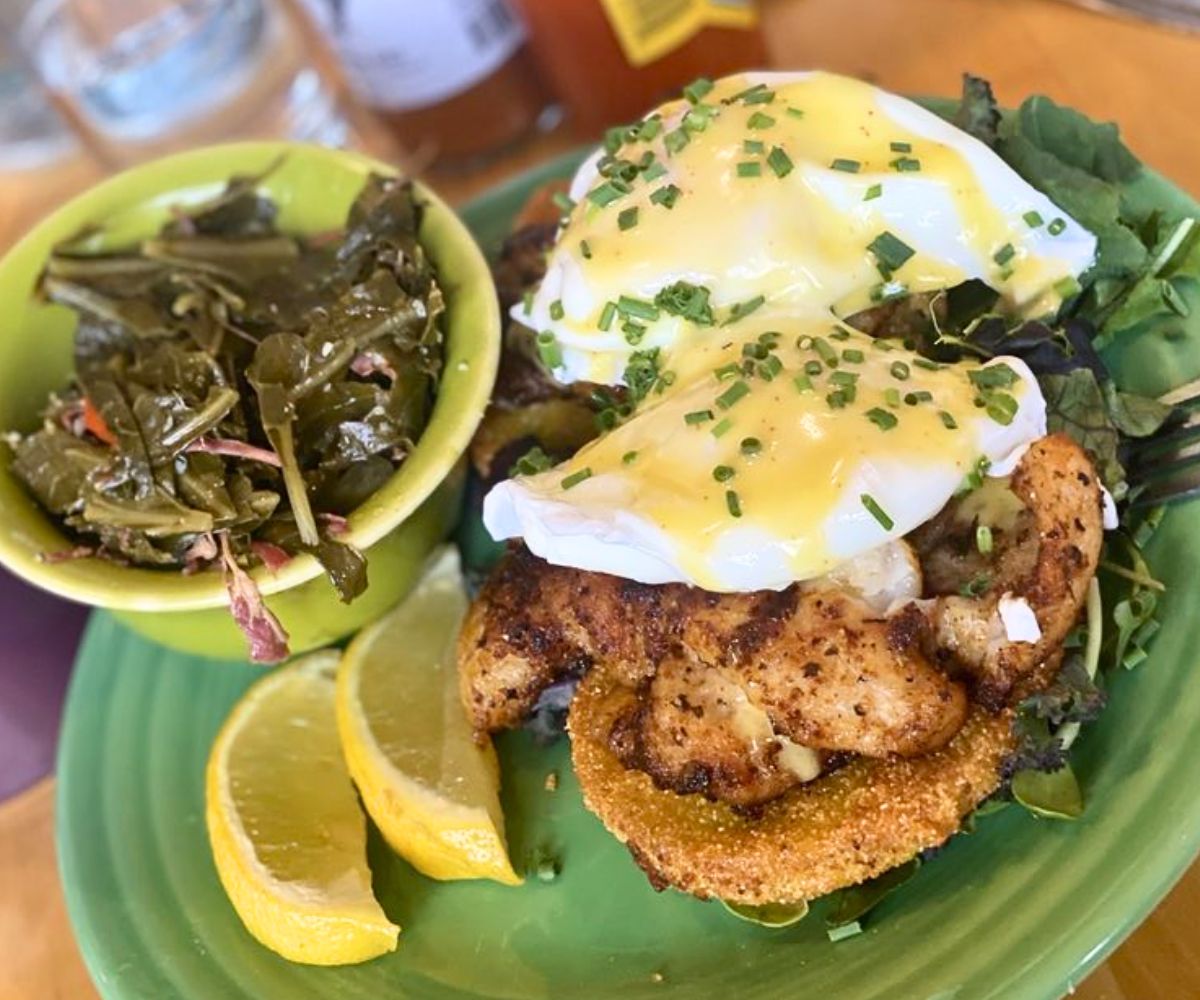 Catfish Benedict at The French Hen Café in St. Paul, Minnesota