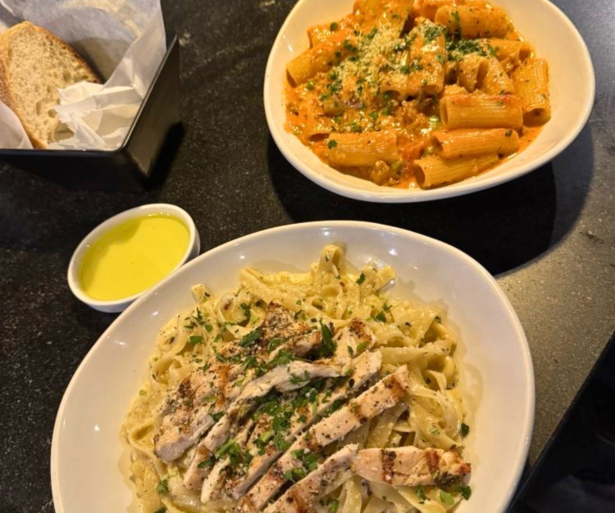 pasta at Olivia's Bistro in Newton, Massachusetts 