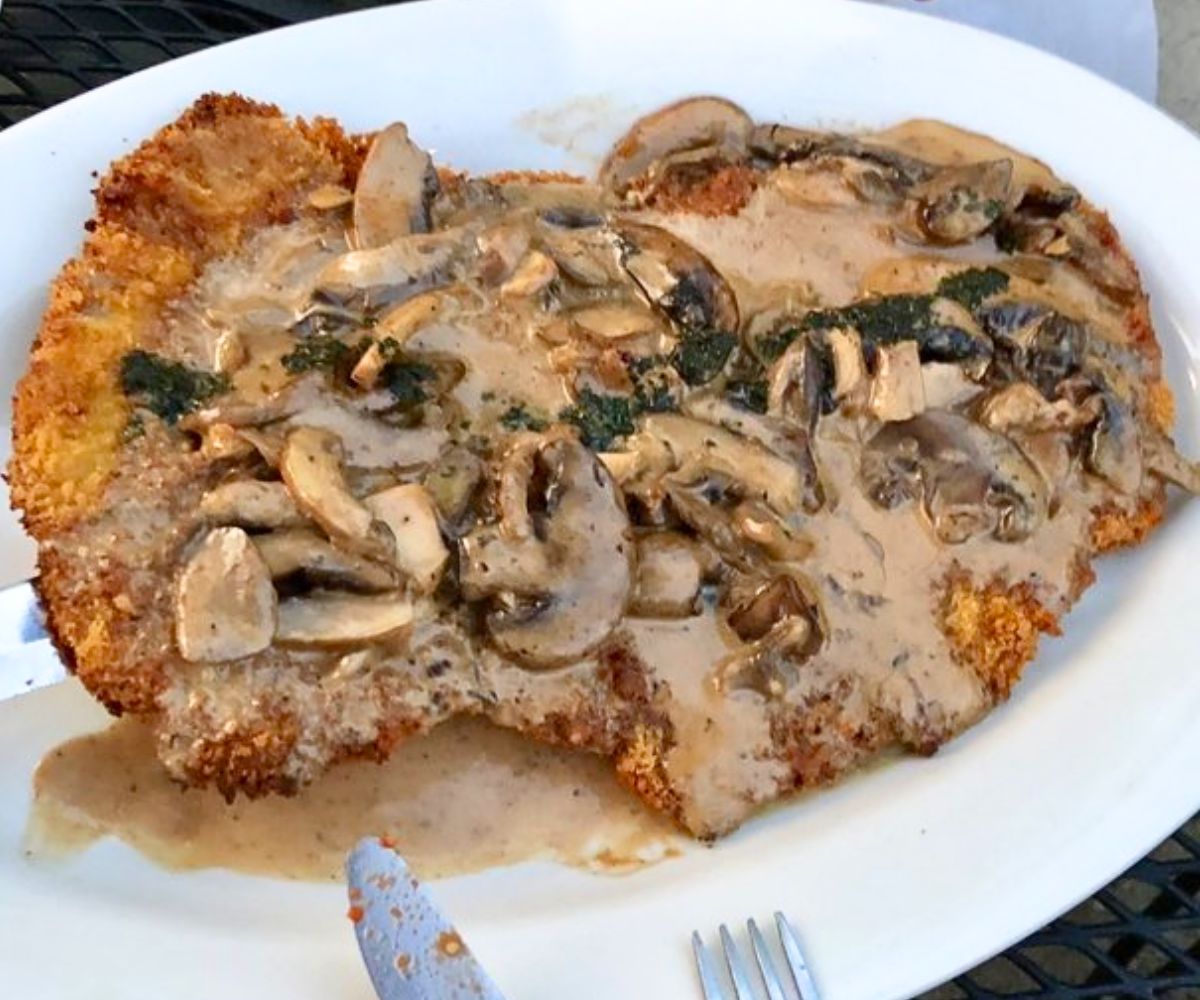 Jager Schnitzel at La Lanterna Restaurant & Caffe in Yonkers, New York