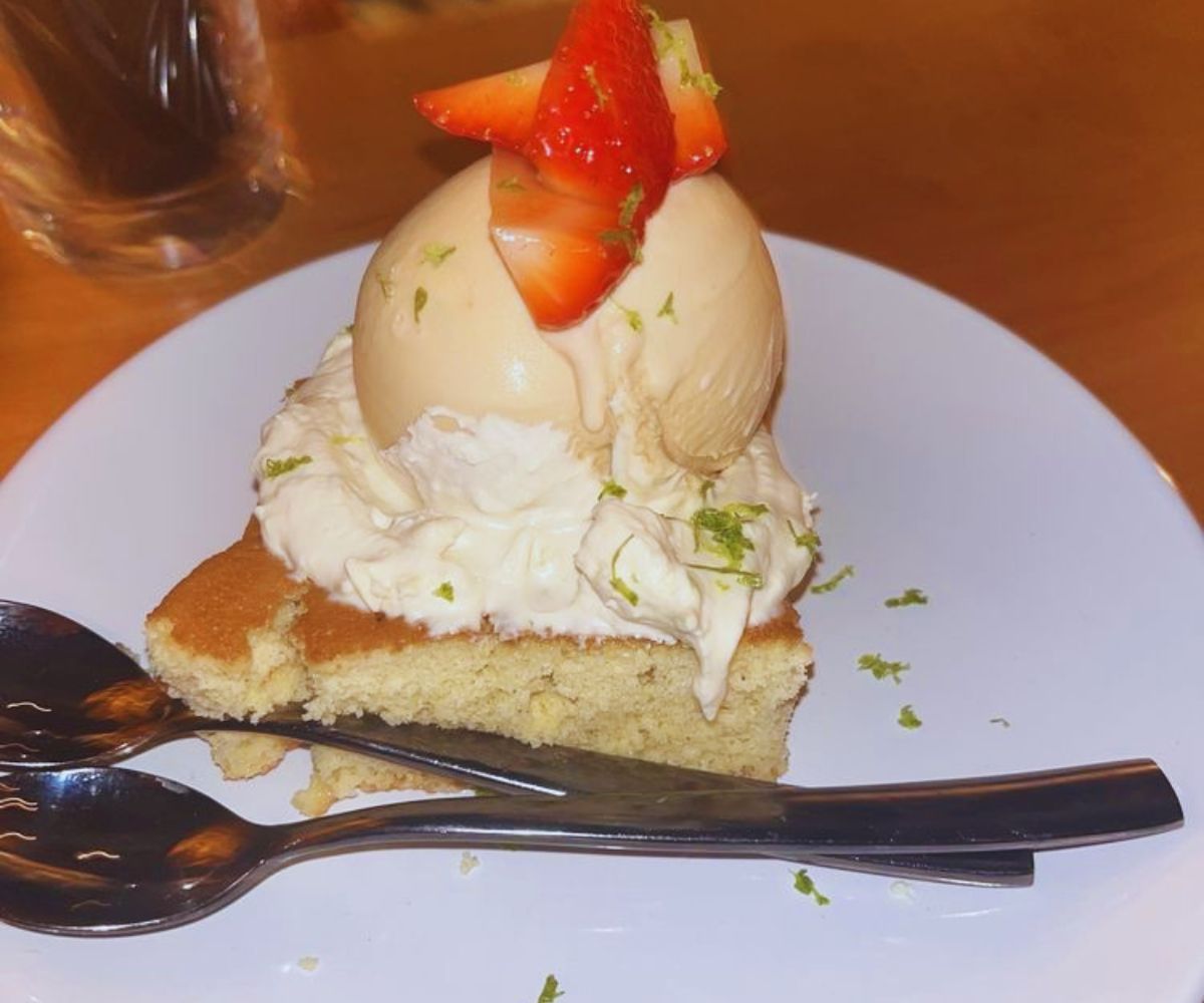 Quemar Tres Leche Cake with Gelato