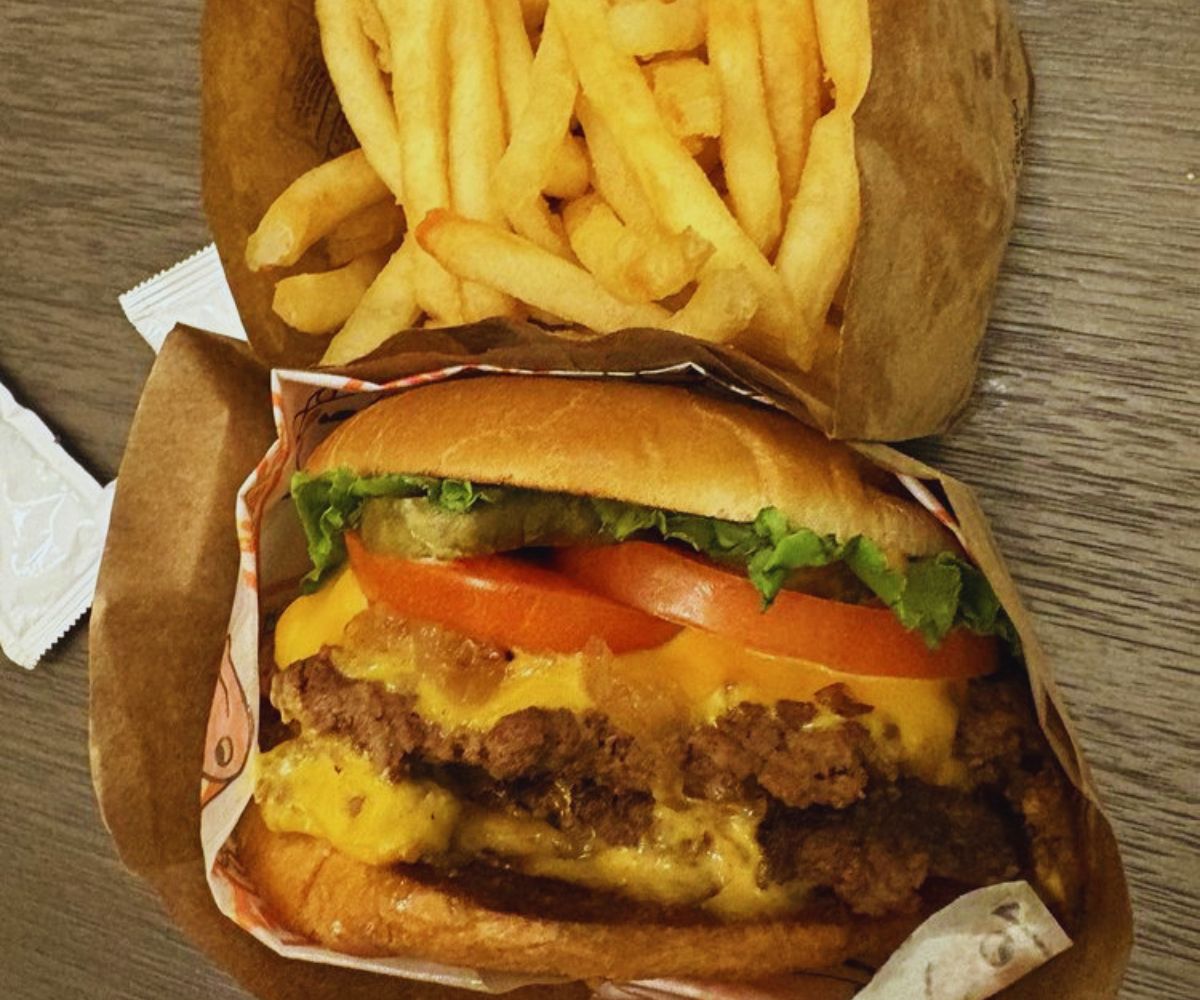 Orange Cow Burgers Double Cow and French Fries