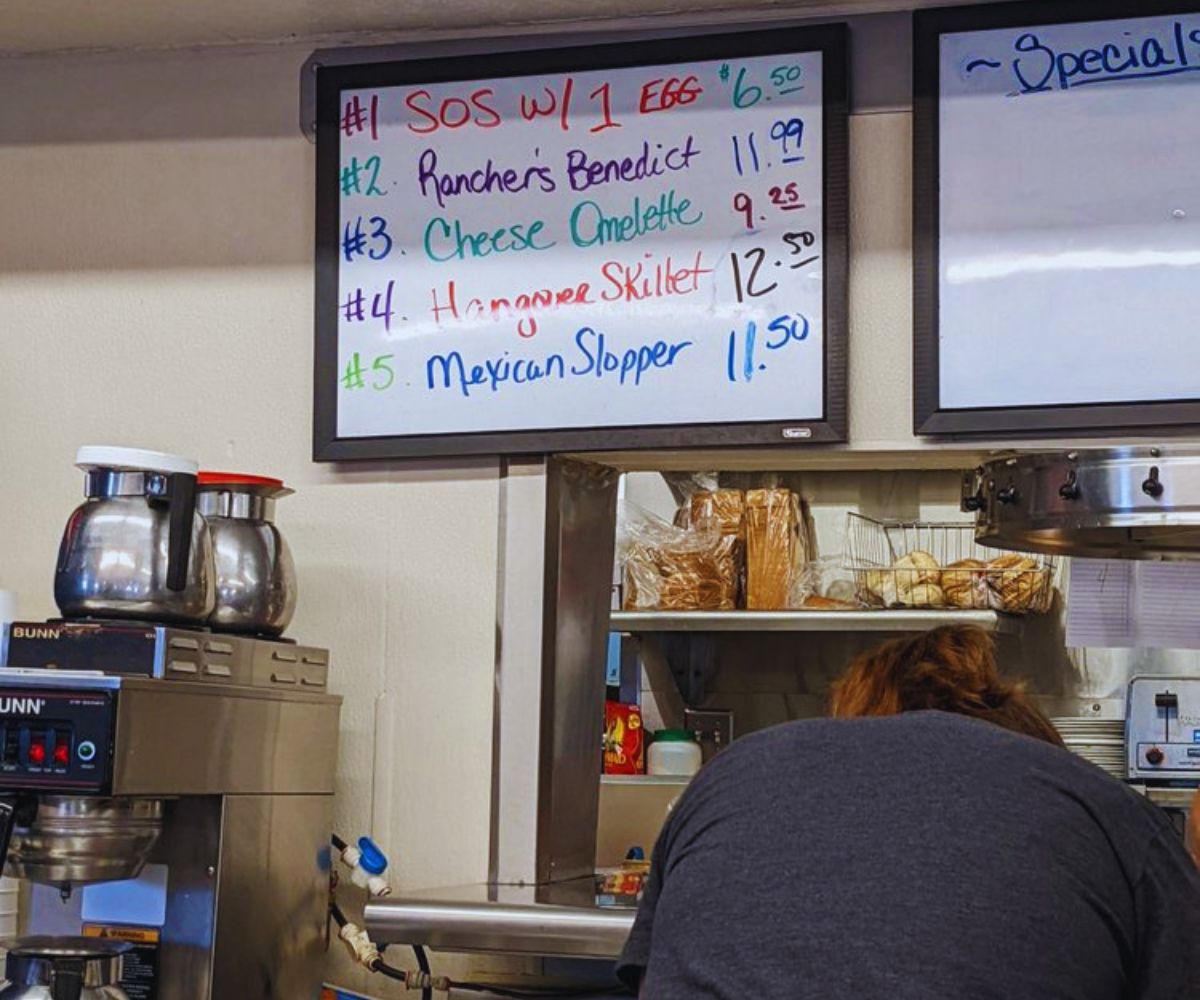Sandy's Restaurant Kitchen Area and Menu