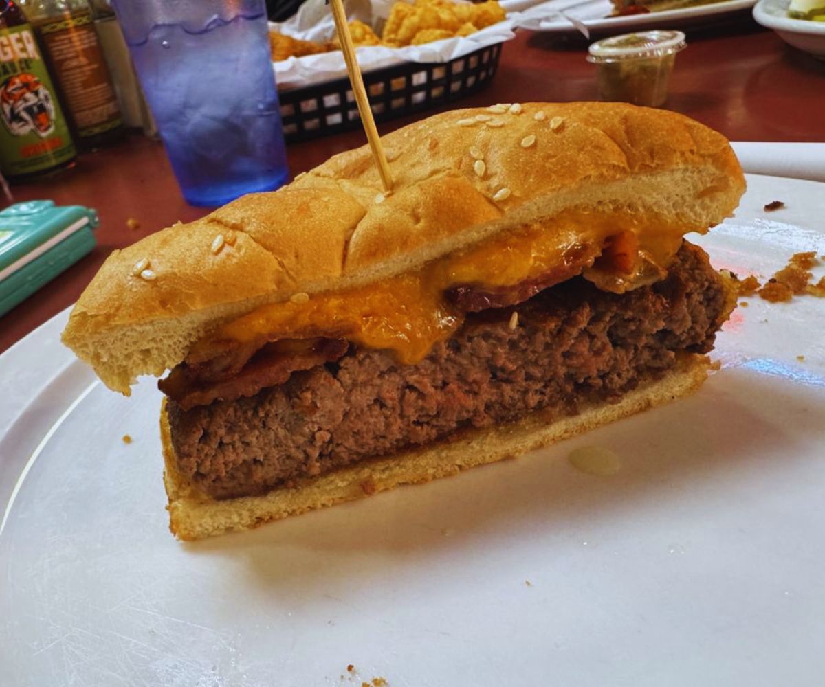 Louie M's Burger Lust Half of a Bacon Cheeseburger