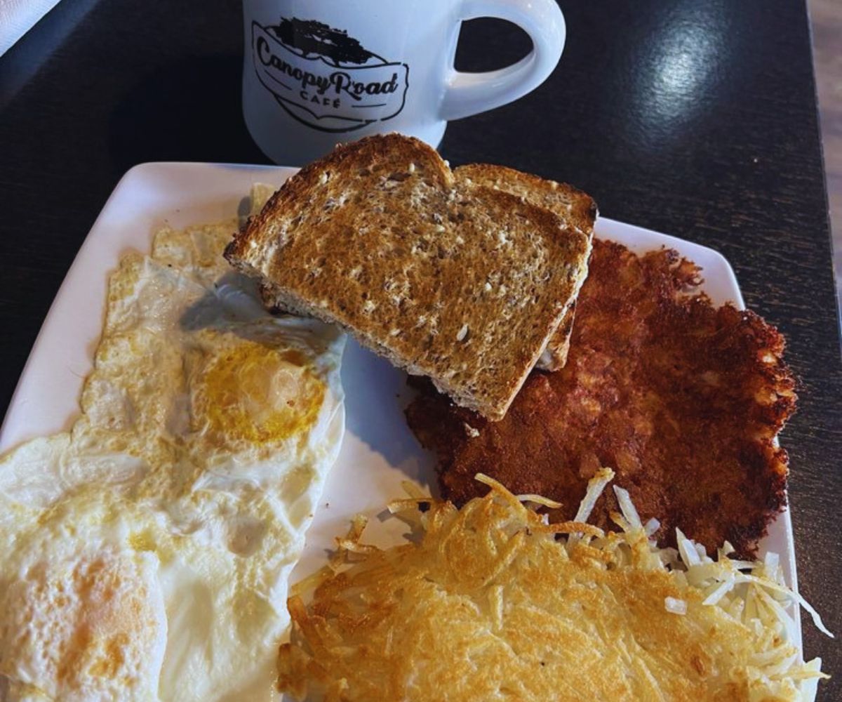 Canopy Road Cafe The Hasher Corned beef hash fried crisp served with two eggs and toast
