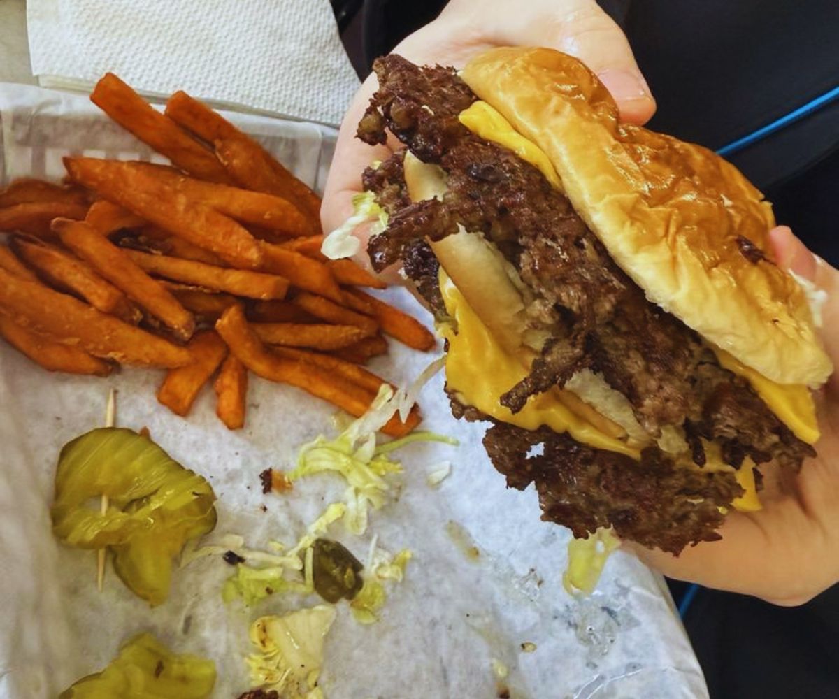 Workingman's Friend Hamburger and Sweet Potato Fries