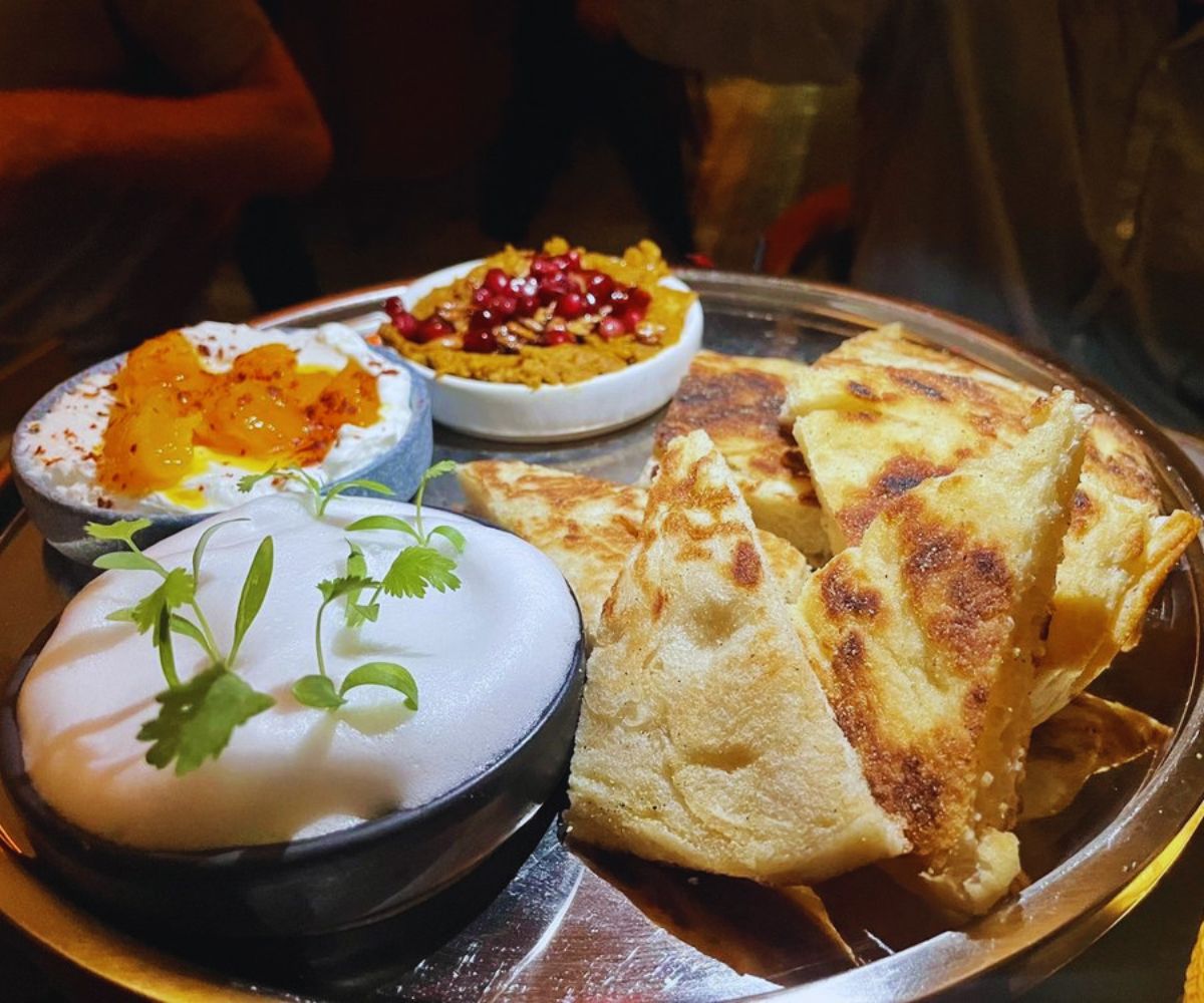 Zou Zou’s Trio of Dips (Whipped Ricotta, Green Tahini, Carrot Muhammara)