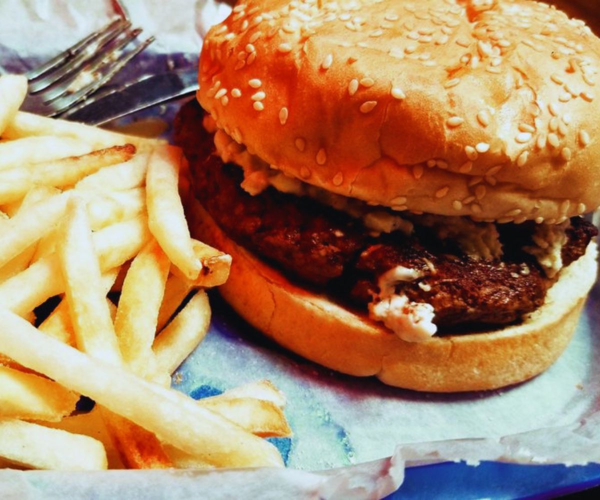 Louie M's Burger Lust Blue Cheese Burger and Fries