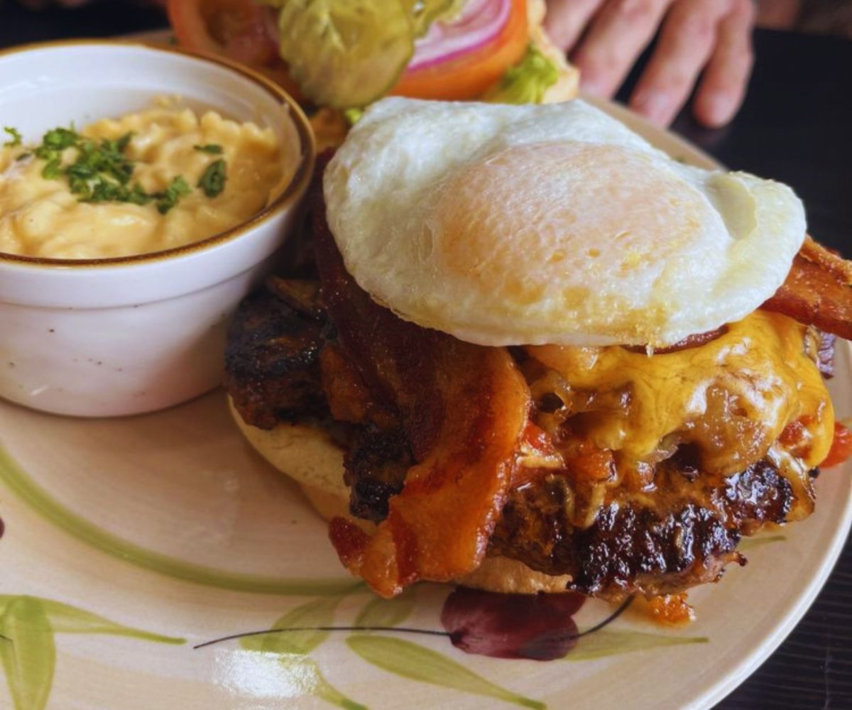Comfort Cafe - San Antonio San Antonio Burger with Hash Casserole