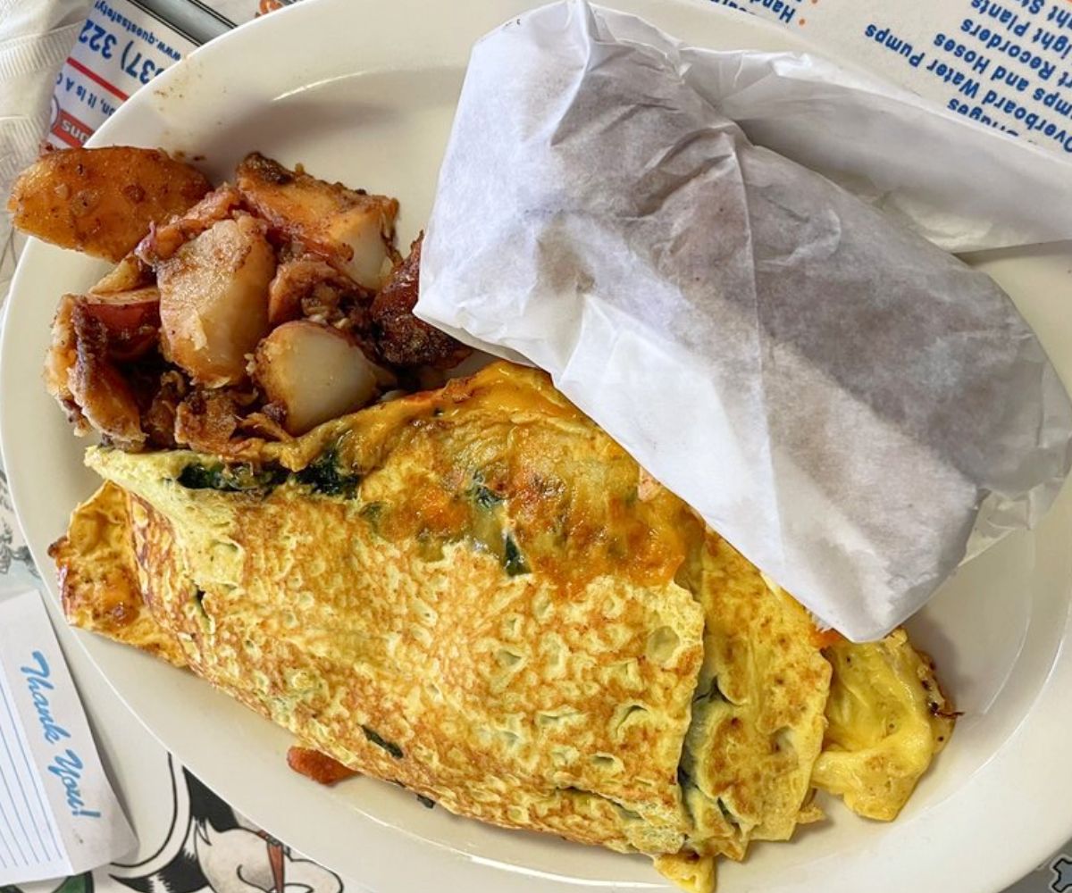 Crawfish Omelette at T-Coon's in Lafayette, LA