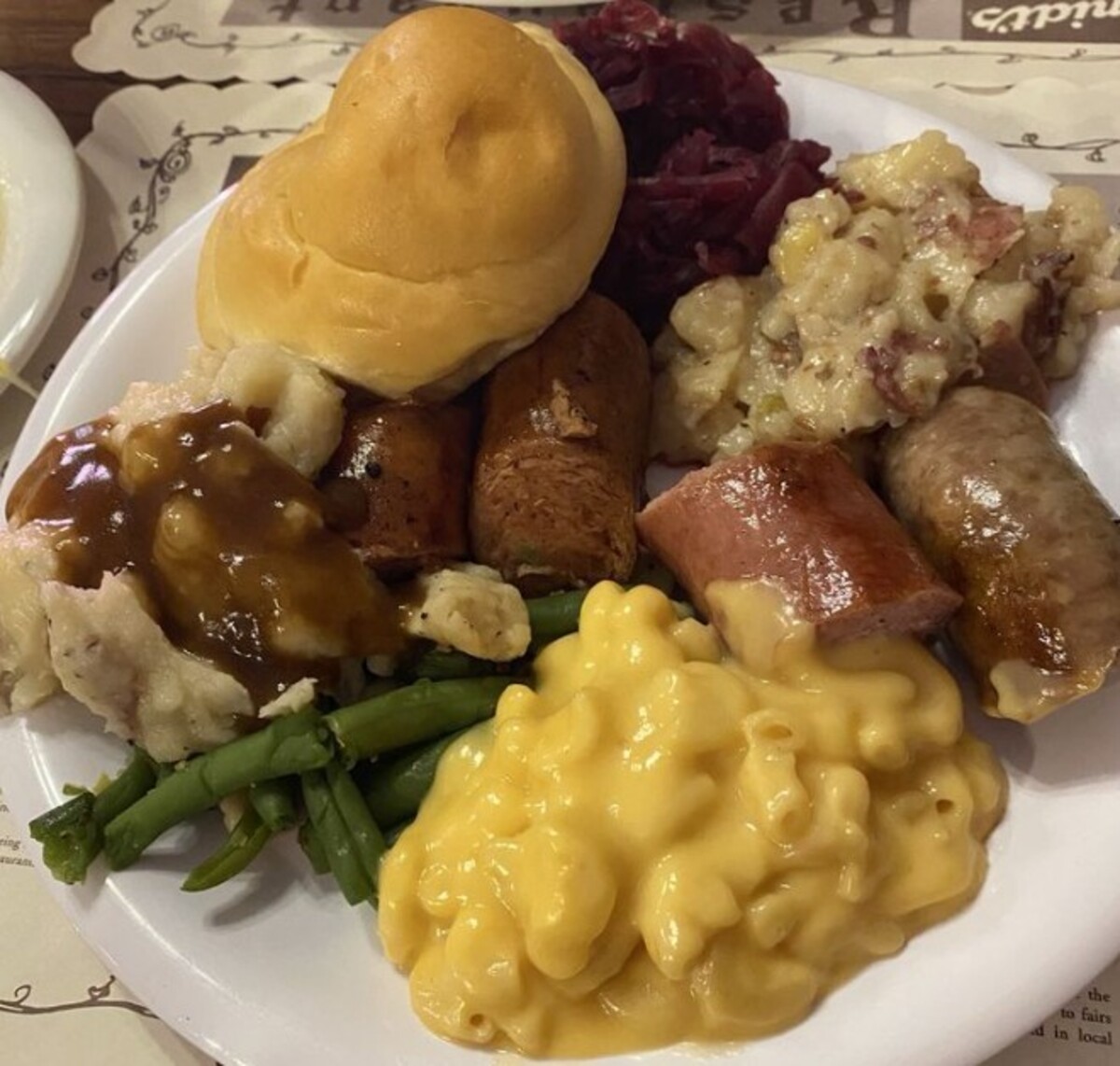 Food at Schmidt’s Sausage Haus Restaurant located in Columbus, OH. 