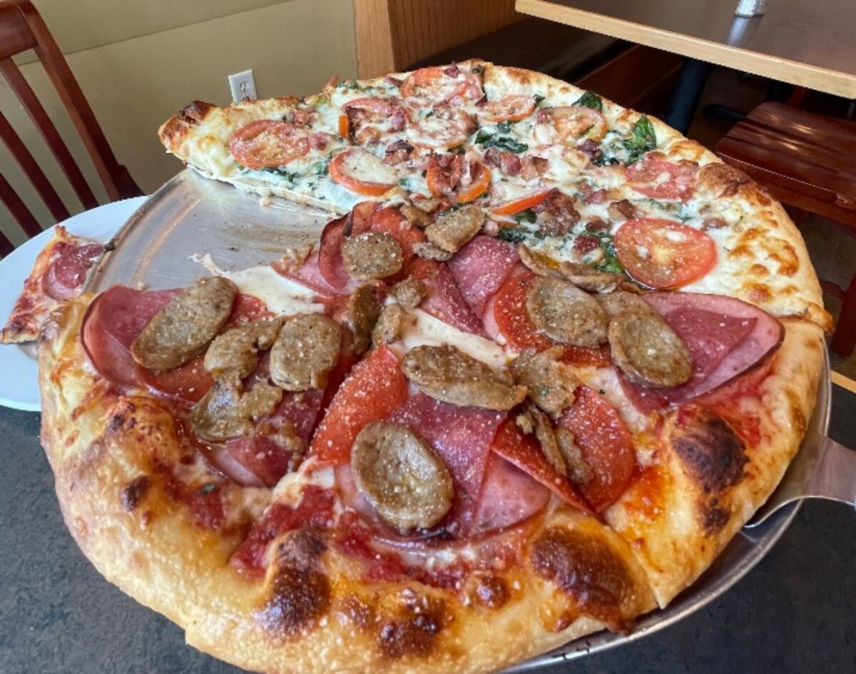 Food at Mezza Luna Pizzeria located in Eugene OR