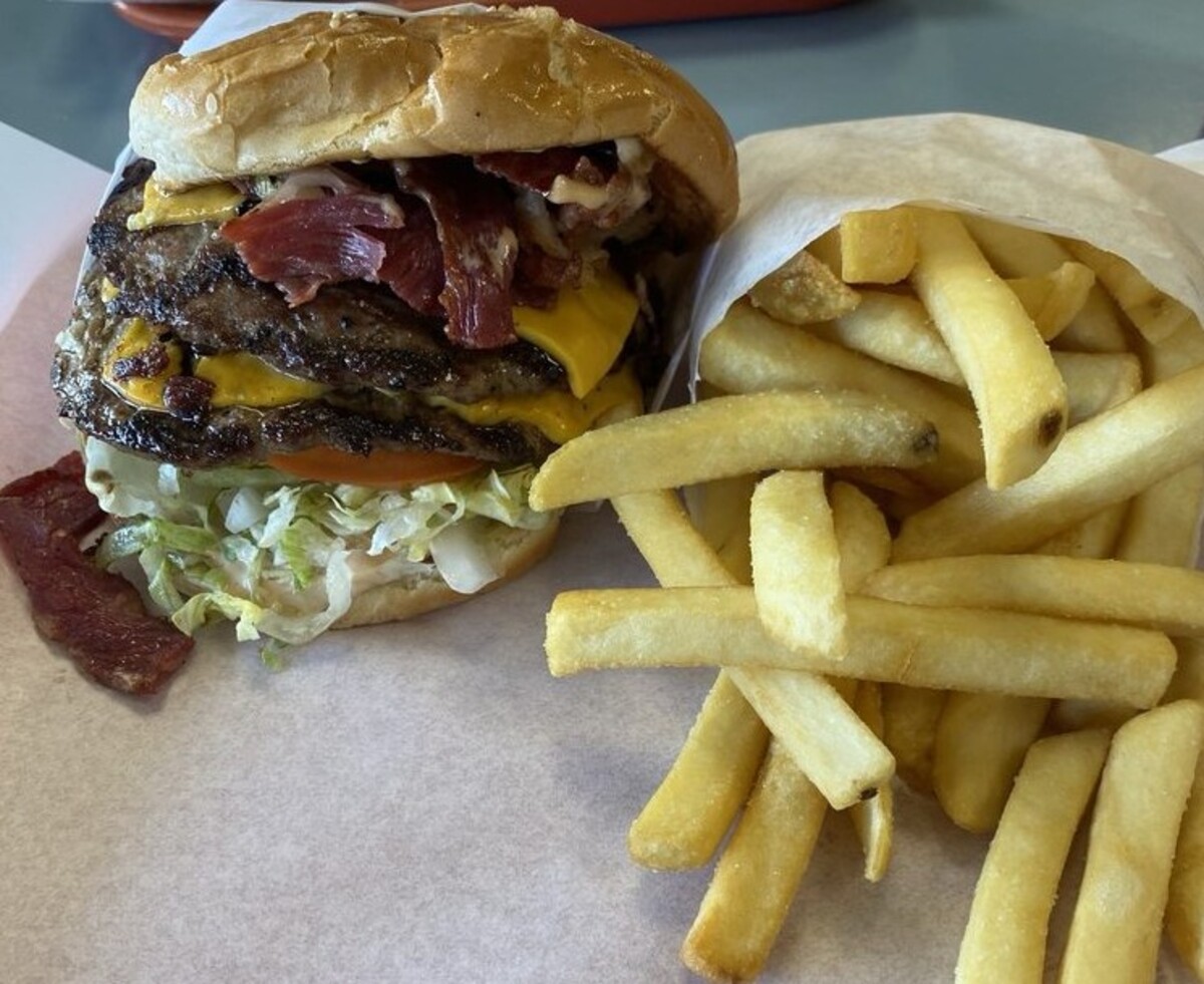 Food at Mission Burgers located in Riverside CA.