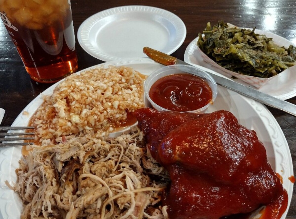 Food at Stamey’s Barbecue located in Greensboro NC. 