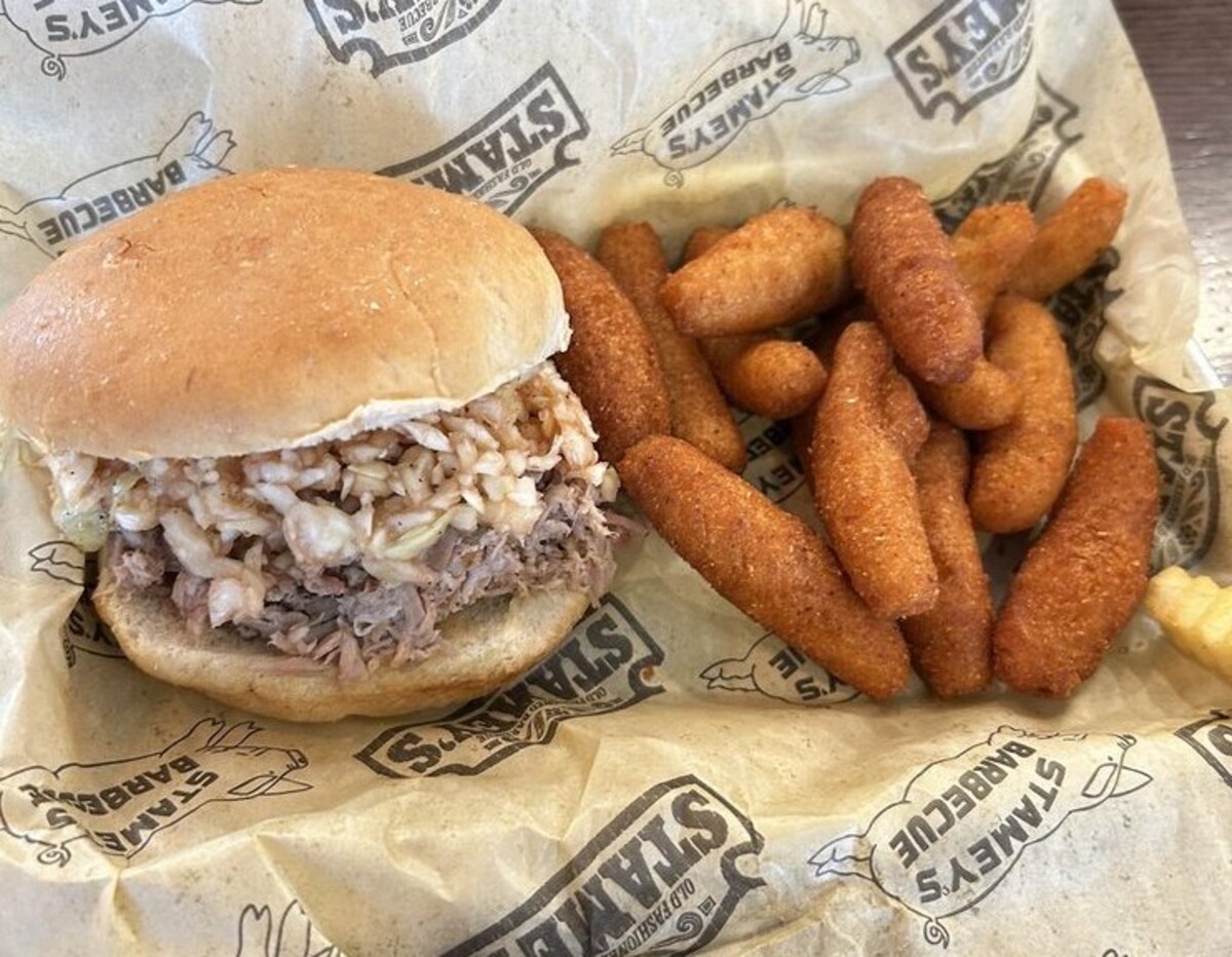 Food at Stamey’s Barbecue located in Greensboro NC. 