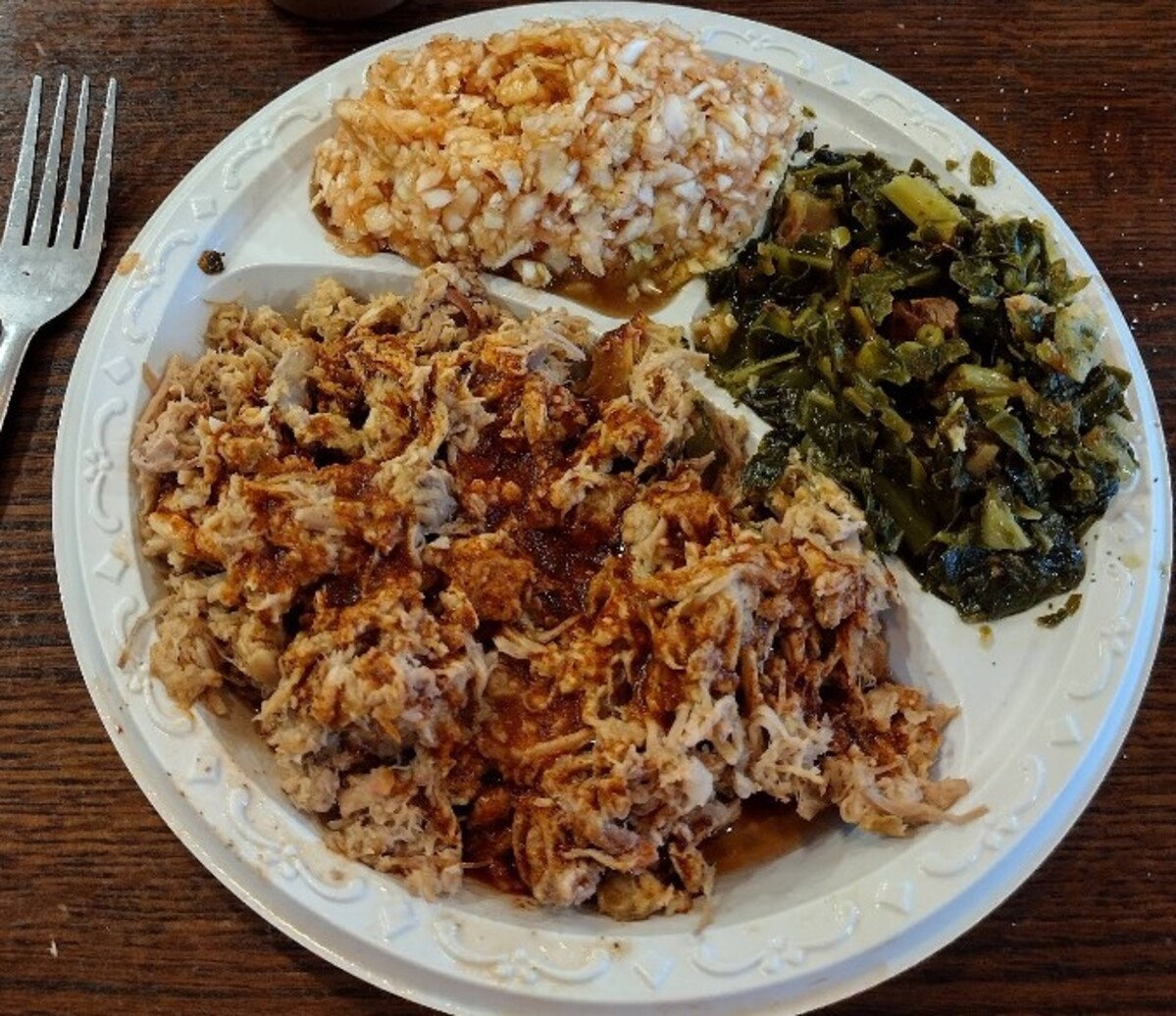 Food at Stamey’s Barbecue located in Greensboro NC. 