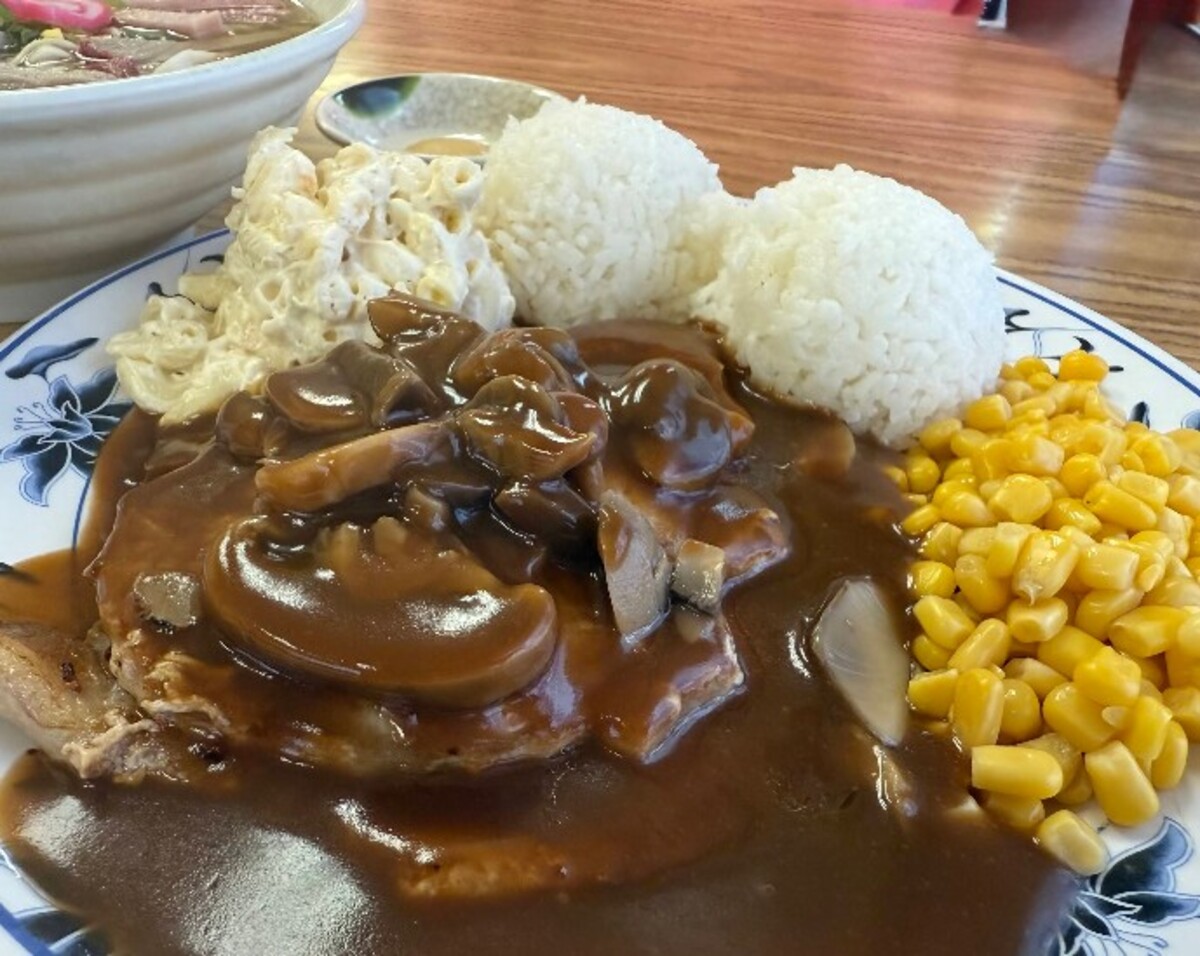 Food at Shige's Saimin Stand located in Wahiawa, HI. 