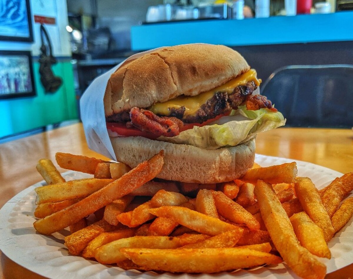 Food at TK Burgers located in Huntington Beach, CA. 