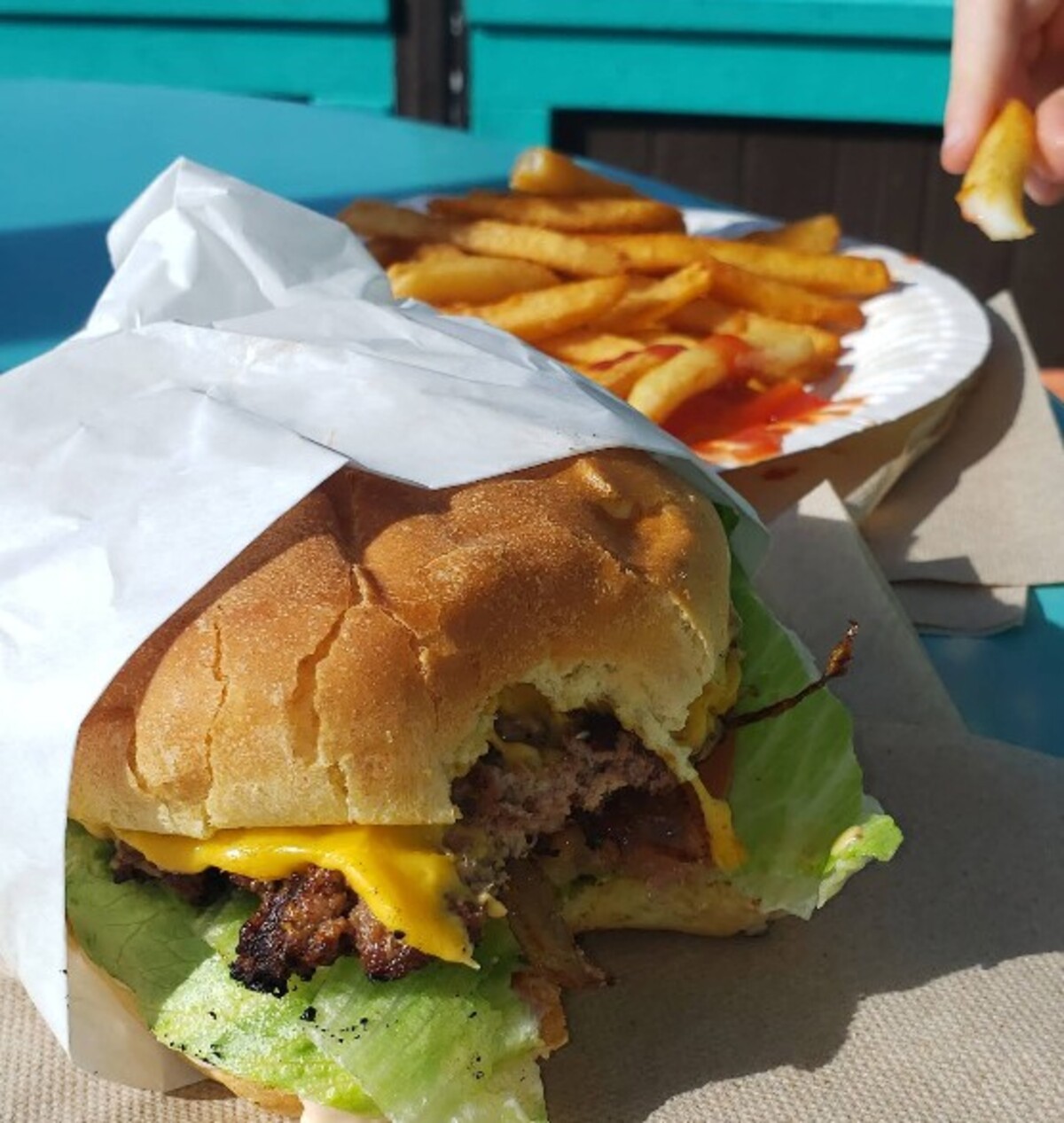 Food at TK Burgers located in Huntington Beach, CA. 