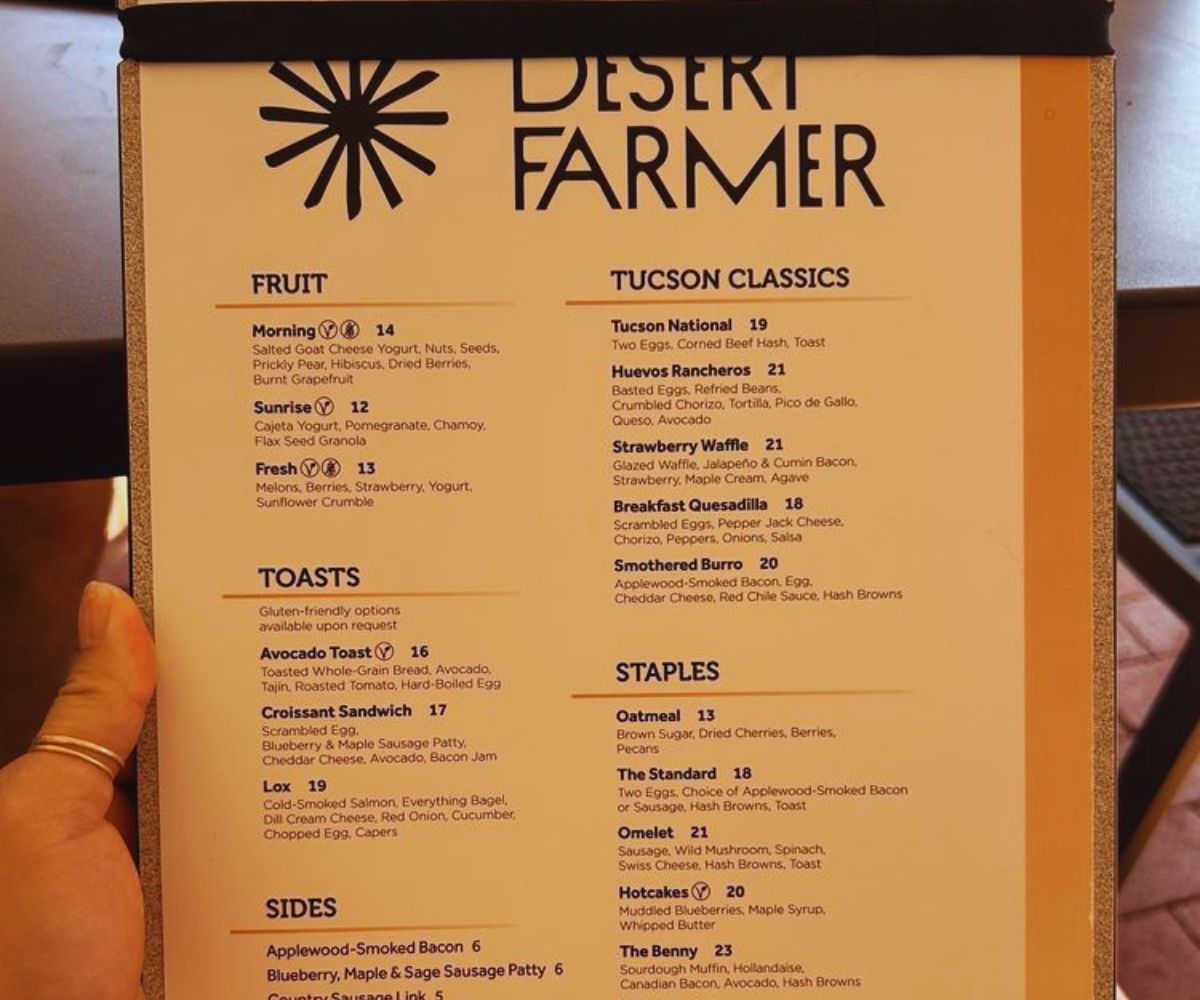 Desert Farmer Menu