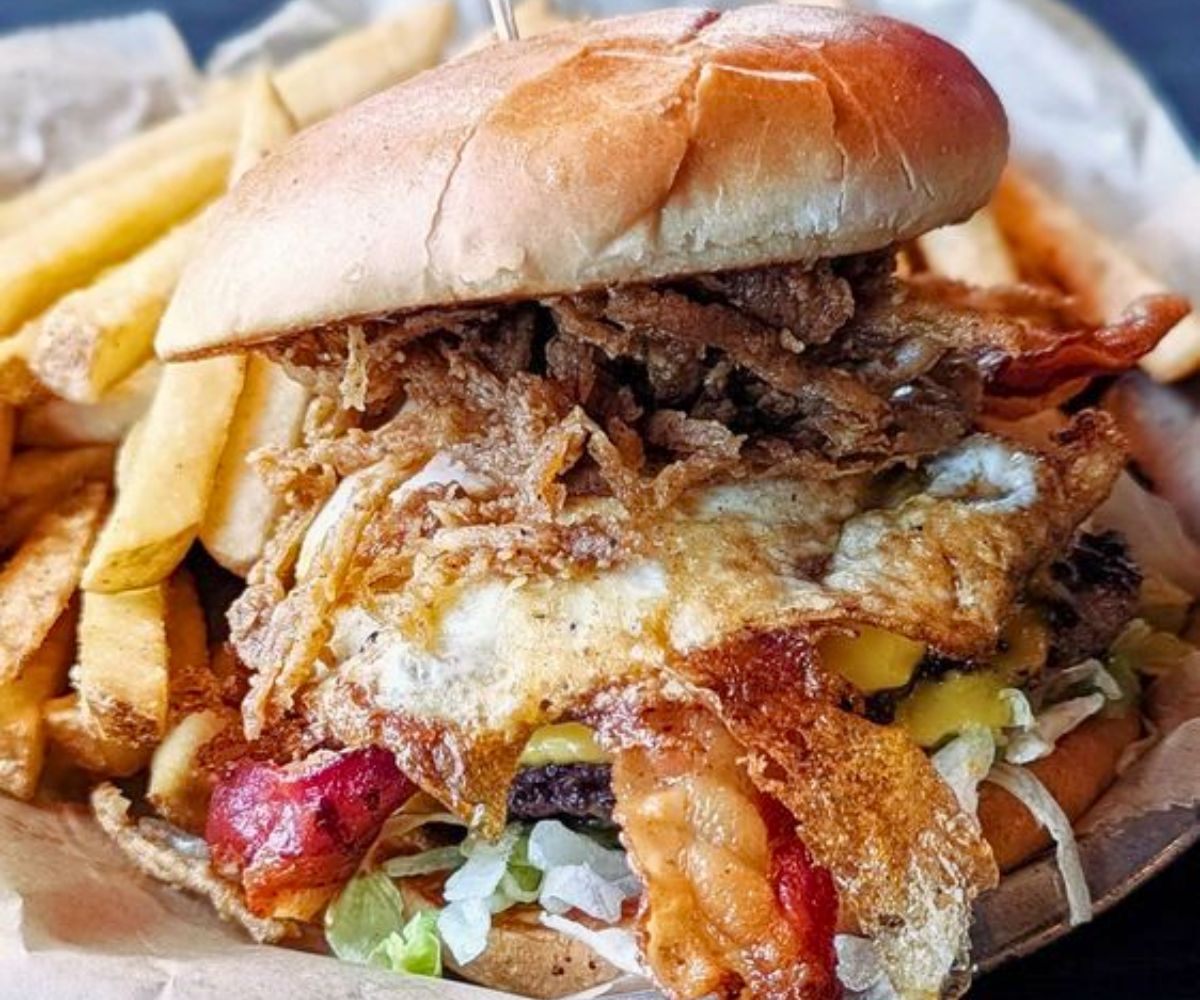 All Day Brunch Burger at Freakin' Unbelievable Burgers in Flint, Michigan