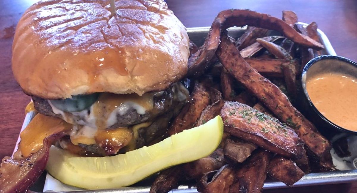 Behemoth Burger at Oscar's Breakfast, Burgers & Brews in Barboursville, West Virginia