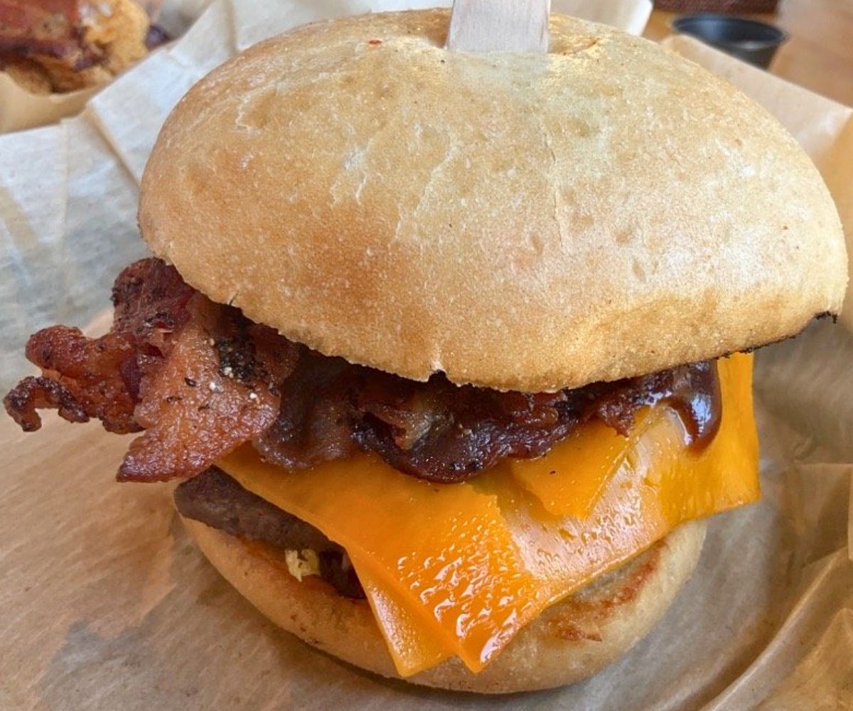 Piggy Burger at Peppered Pig in Huntsville, Alabama