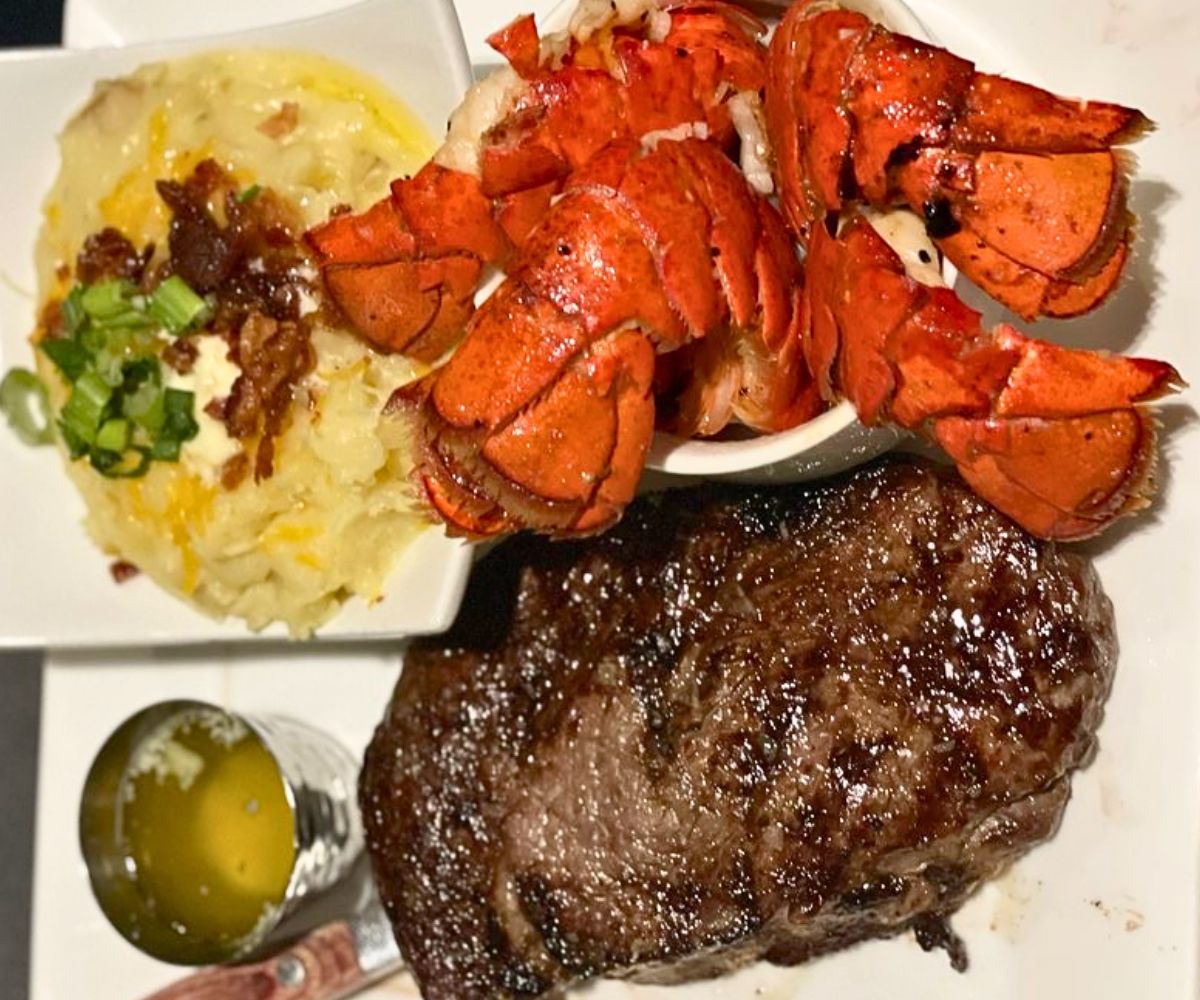 ribeye and lobster tails at Webb Custom Kitchen in Gastonia, NC