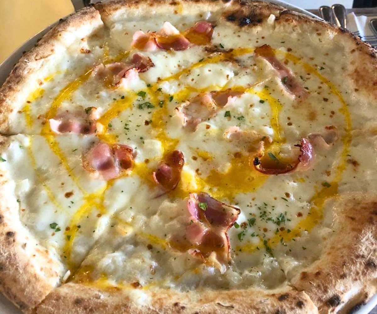 Carbonara Pizza at Brick FIre Tavern in Honolulu, HI