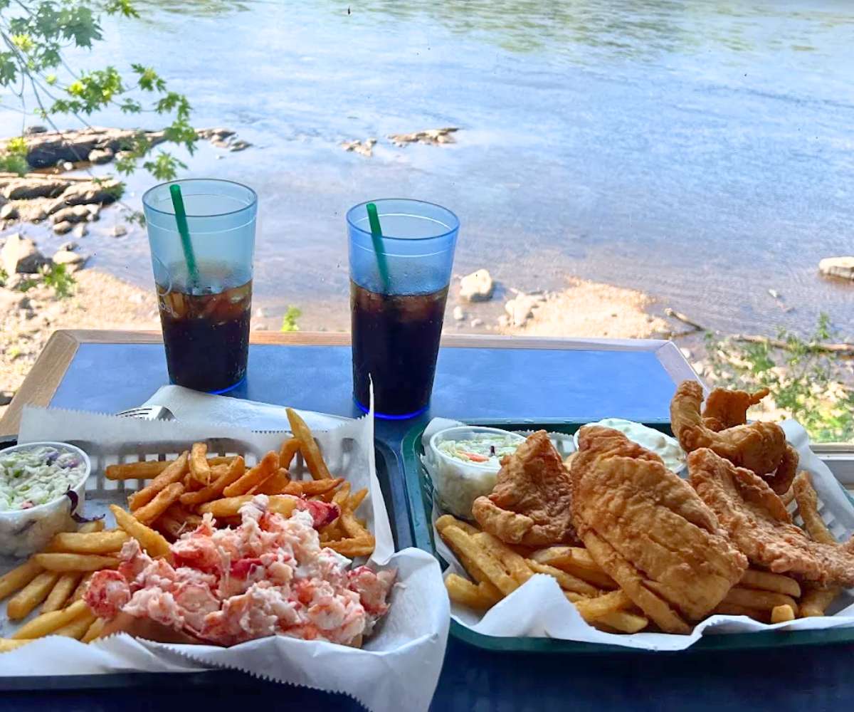 food and view at Eagles Nest Restaurant in Brewer, Maine