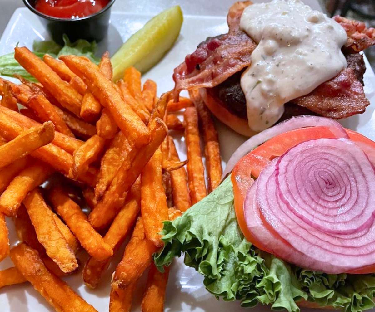 Blue Max Burger at The Stage Restaurant & Cafe in Keene, New Hampshire