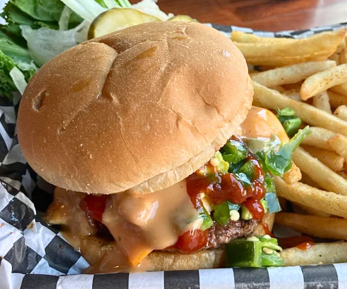Burger at Born In A Barn in Laramie, Wyoming