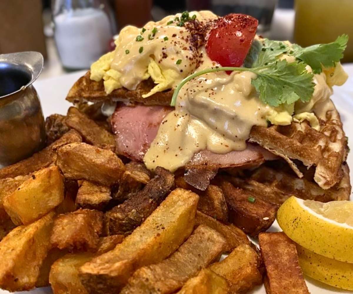 Gaufre Chicken Cordon Bleu at Cafe La Maude in Philadelphia, PA