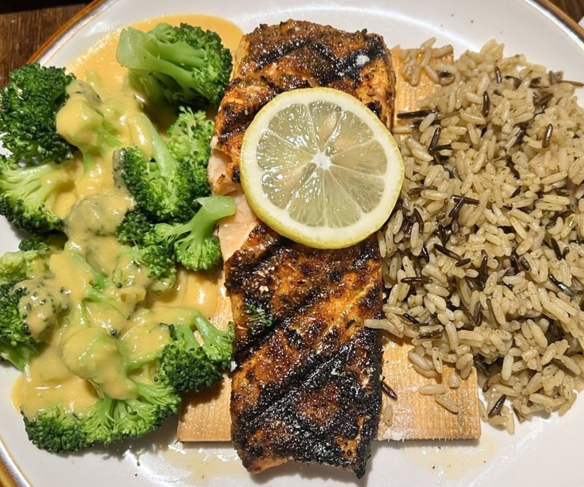 Blackened Cedar Plank Salmon at Old Black Bear Brewing Company in Madison, Alabama