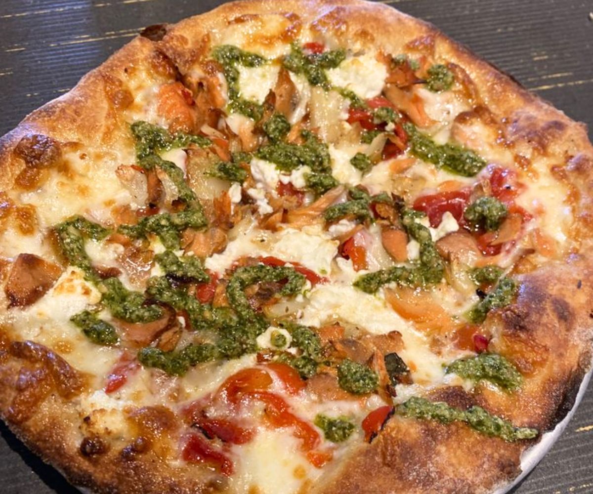 Ken's Smoked Salmon Pizza at Fiamma Pizza in Bellingham, Washington