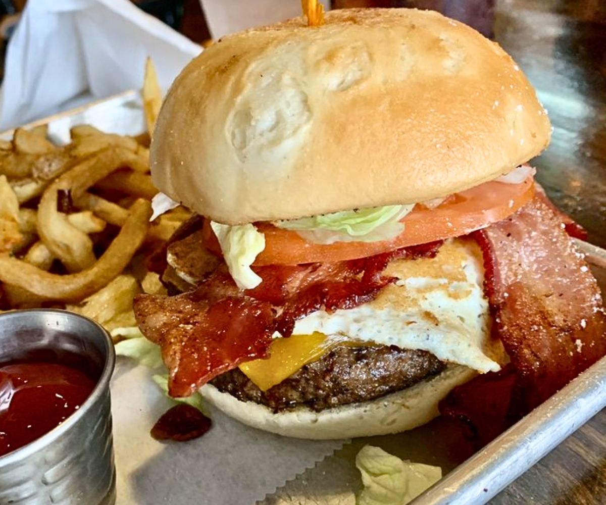 Taproom Burger at Old Black Bear Brewing Company in Madison, AL