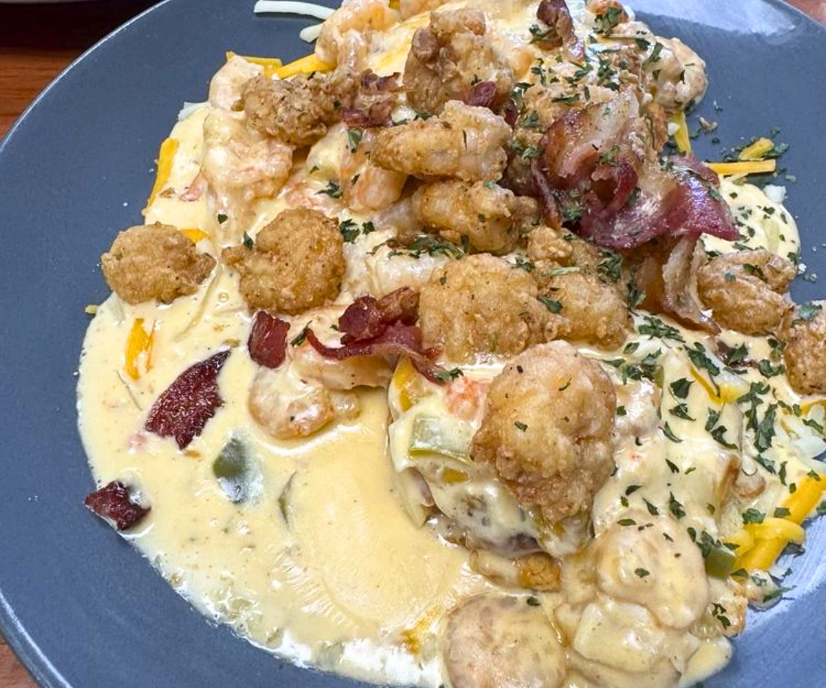 Seafood Biscuit Special at Biscuits & Jamz in Lake Charles, Louisiana
