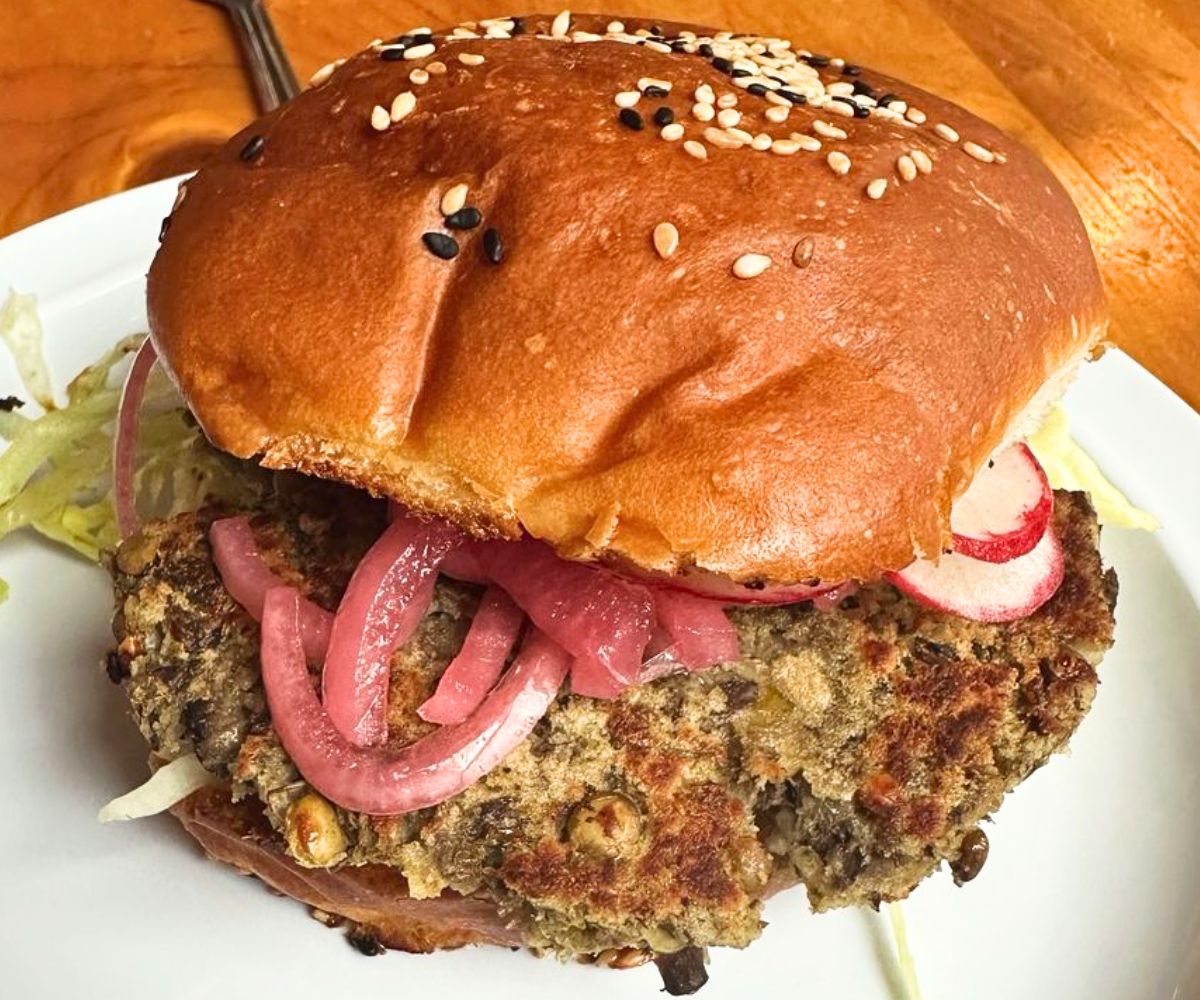 Veggie Burger at Black Cow Burgers & Fries in Portland, Maine