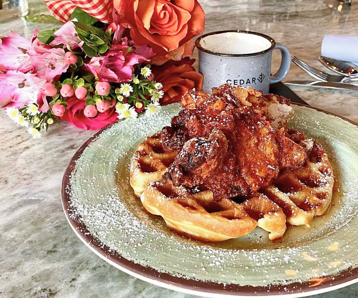 Chicken and Waffles at Cedar in Covington, KY