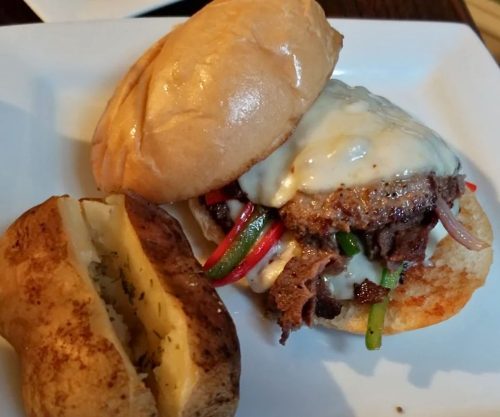 Philly Cheesesteak Burger at Grey Fox Grille in Dover, Delaware