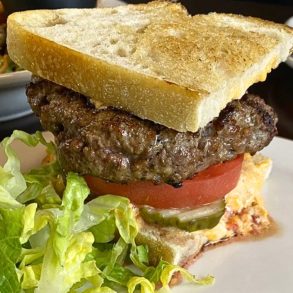 Spicy Pimento Burger at Lefty's Main Street Grille in Blacksburg, Virginia