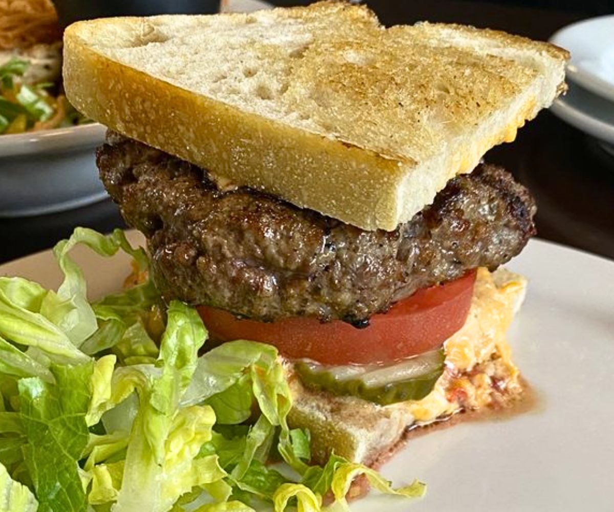 Spicy Pimento Burger at Lefty's Main Street Grille in Blacksburg, Virginia