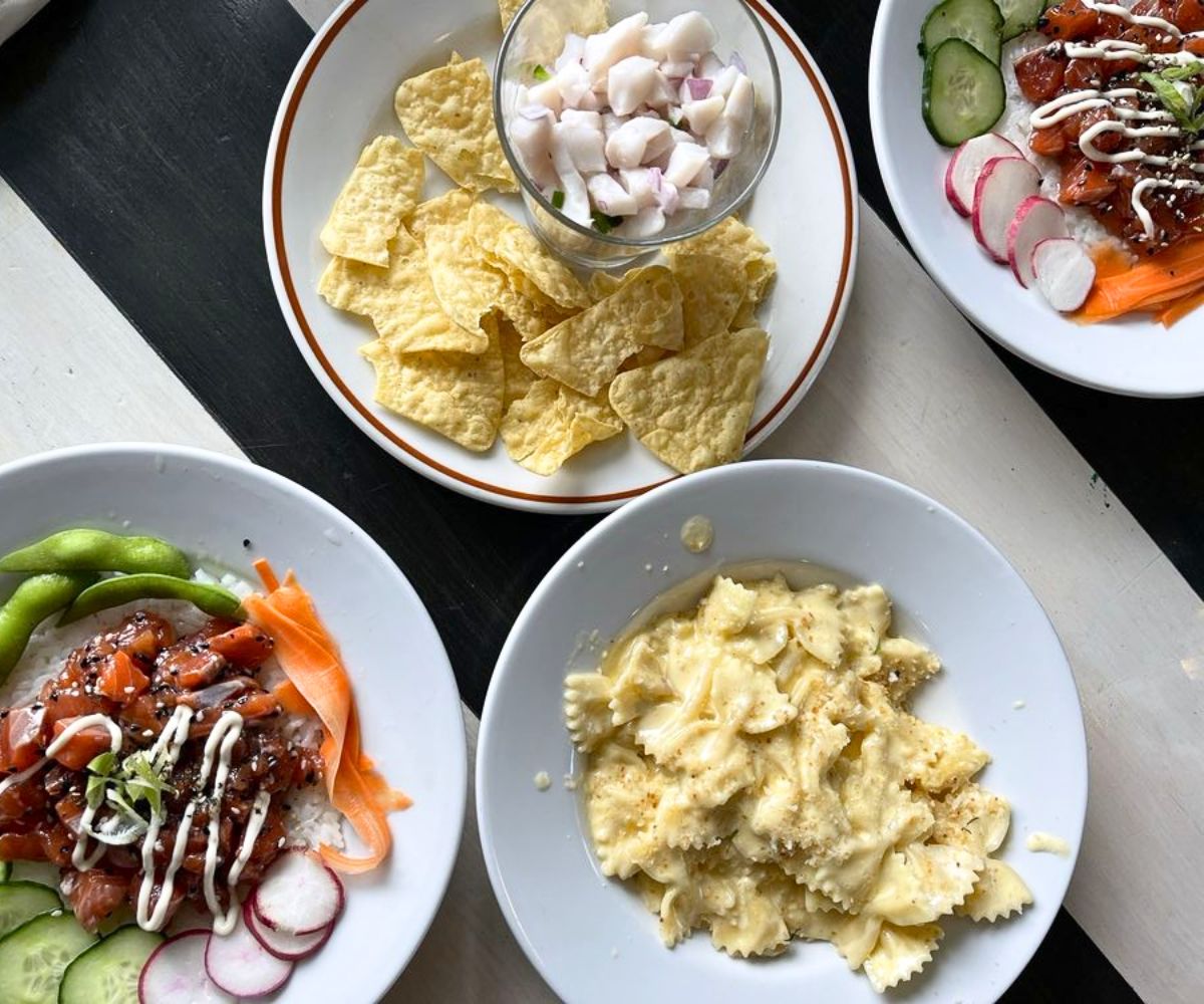 Ceviche, mac'n'cheese, poke bowl at Beak Restaurant in Sitka, Alaska