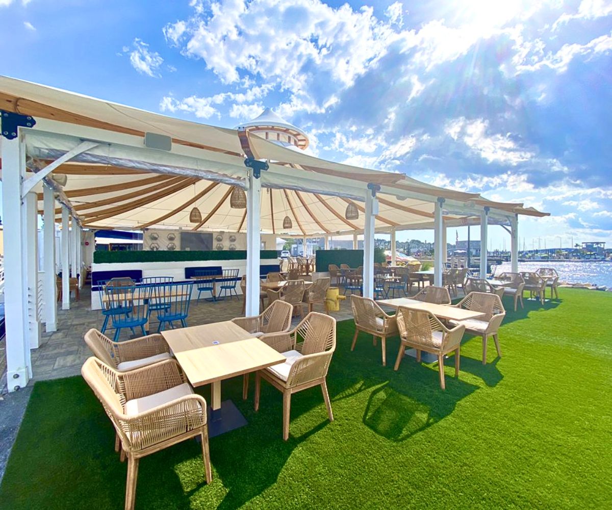 dining space at Pier 52 in Fall River, Massachusetts 