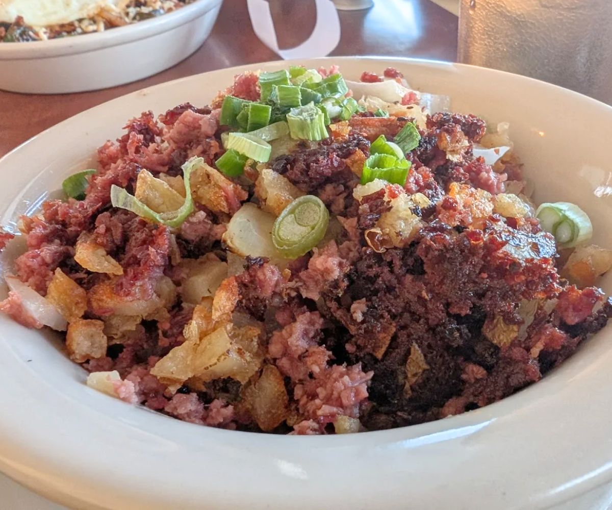 corned beef at Scrambled Diner in Dyer, Indiana